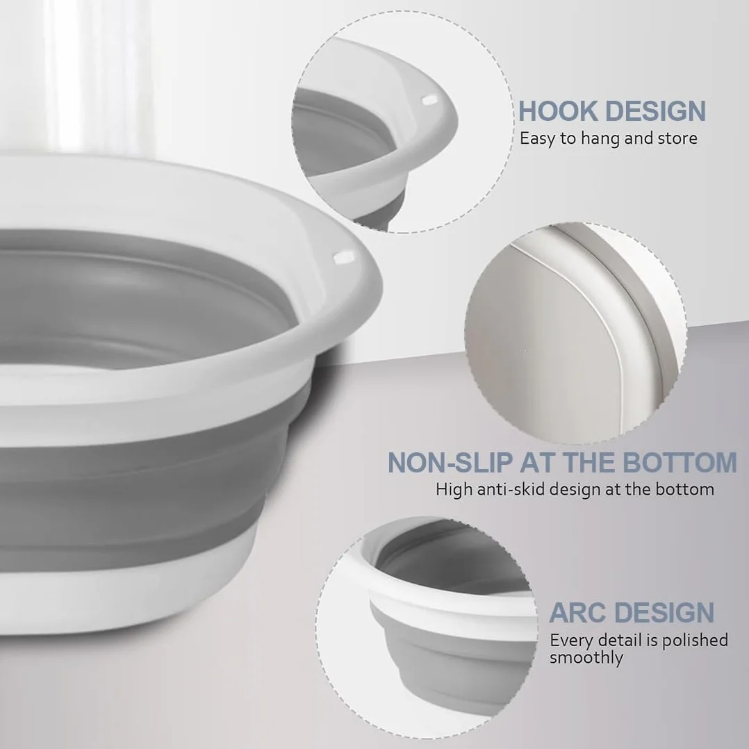 Bassine Pliable Silicone Sain Inodore 23x25cm pour Voyage Camping Cuisine