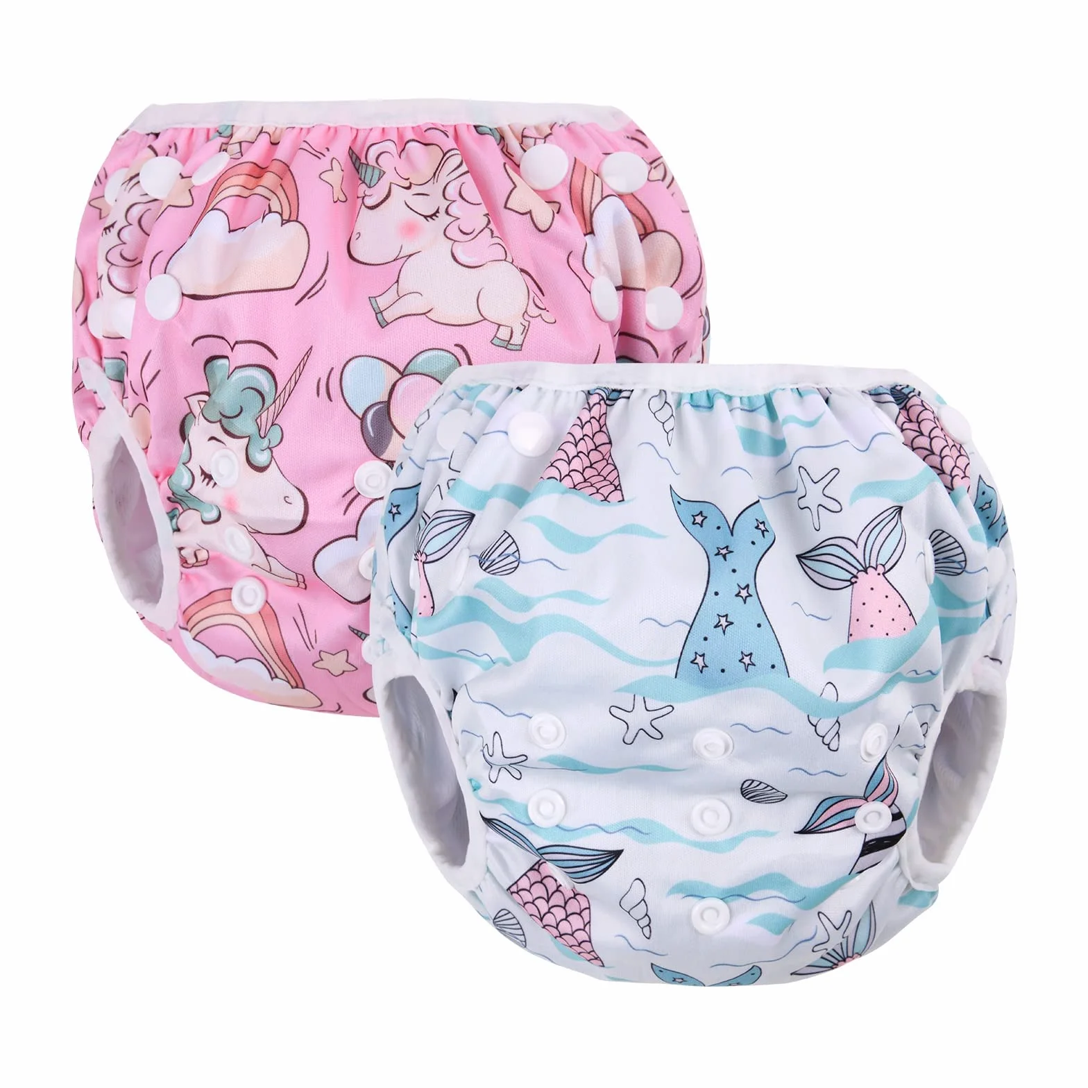 Vicloon Couches de Bain Lavables Réutilisables 2pcs Anti-Fuite Imperméable Bébé