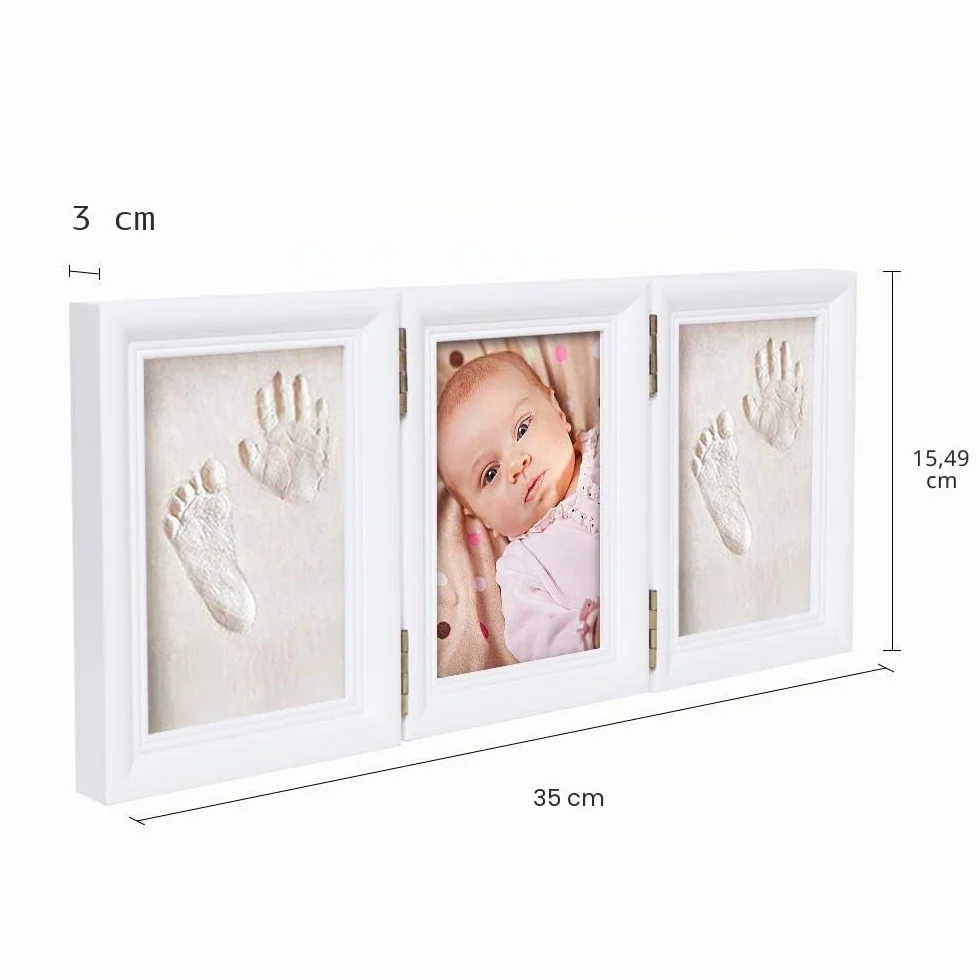 Kit de souvenir pour bébé Empreinte main ou pieds avec cadre en bois