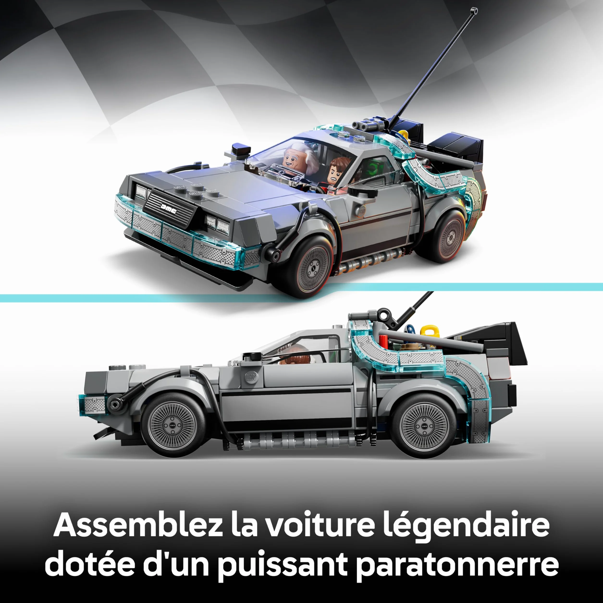 LEGO Speed Champions La Machine à Remonter Le Temps Retour vers Le Futur Jouet Voiture Maquette Minifigurines Doc Brown Marty McFly Cadeau 9 Ans 77256