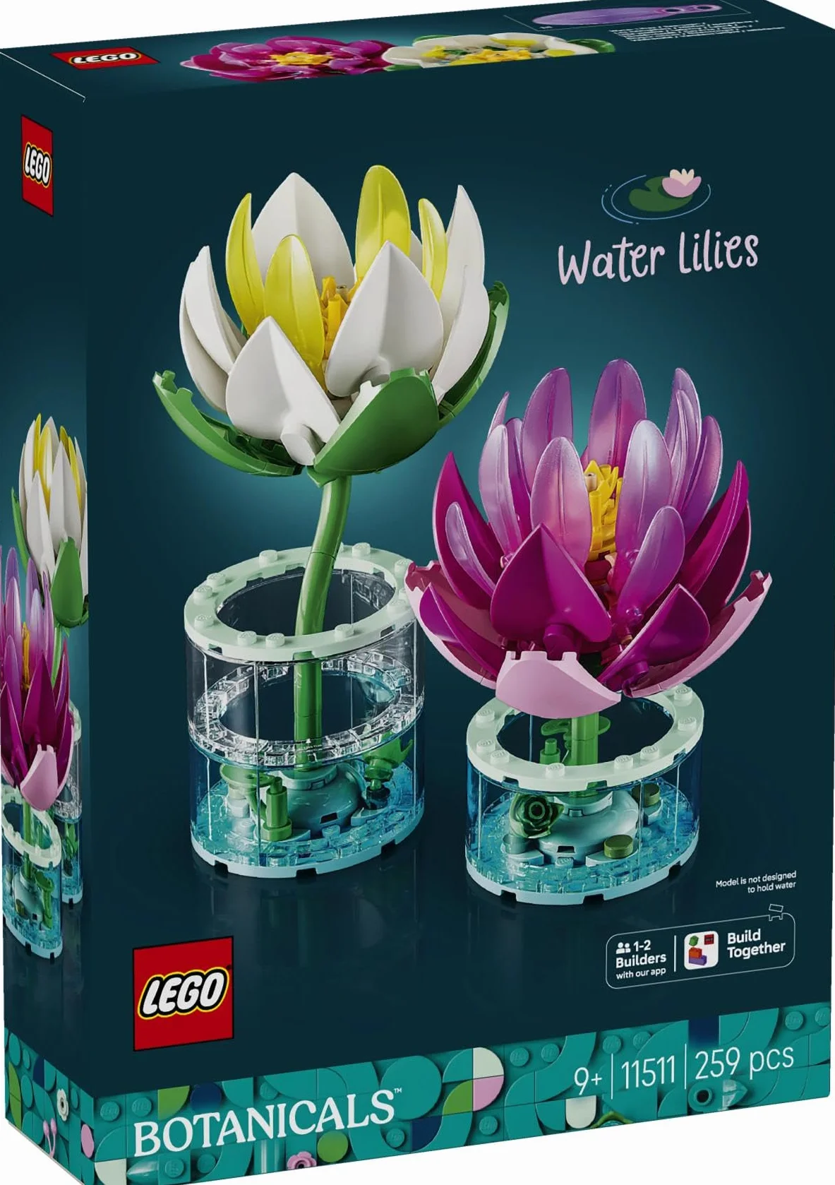 LEGO Botanicals Les Nénuphars Set de Fleurs Artificielles Fausses Plantes en Pot Vases Transparents Décoration DIY 11511