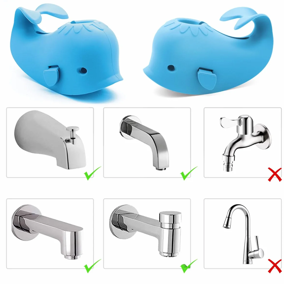 Couvercle de Robinet pour Bébé en Silicone Souple, Baleine Bleue, Ajustement Universel