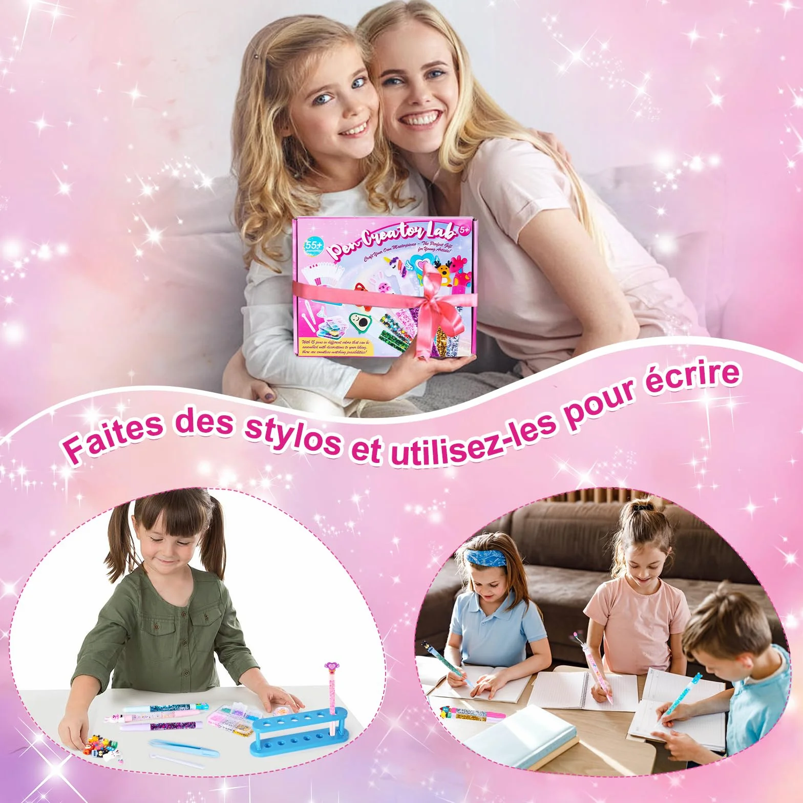 Kazzley Fabrique a Stylo, Kit de Creation Stylo avec 55+ Accessoires, Activité Manuelle Enfants