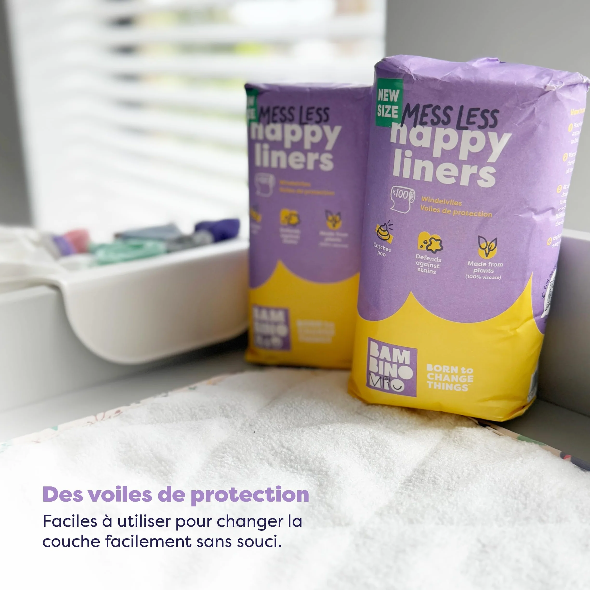 Bambino Mio Voiles de protection ultra doux matières végétales 100% renouvelables 16cm x 29cm 100 Voiles paquet de 4