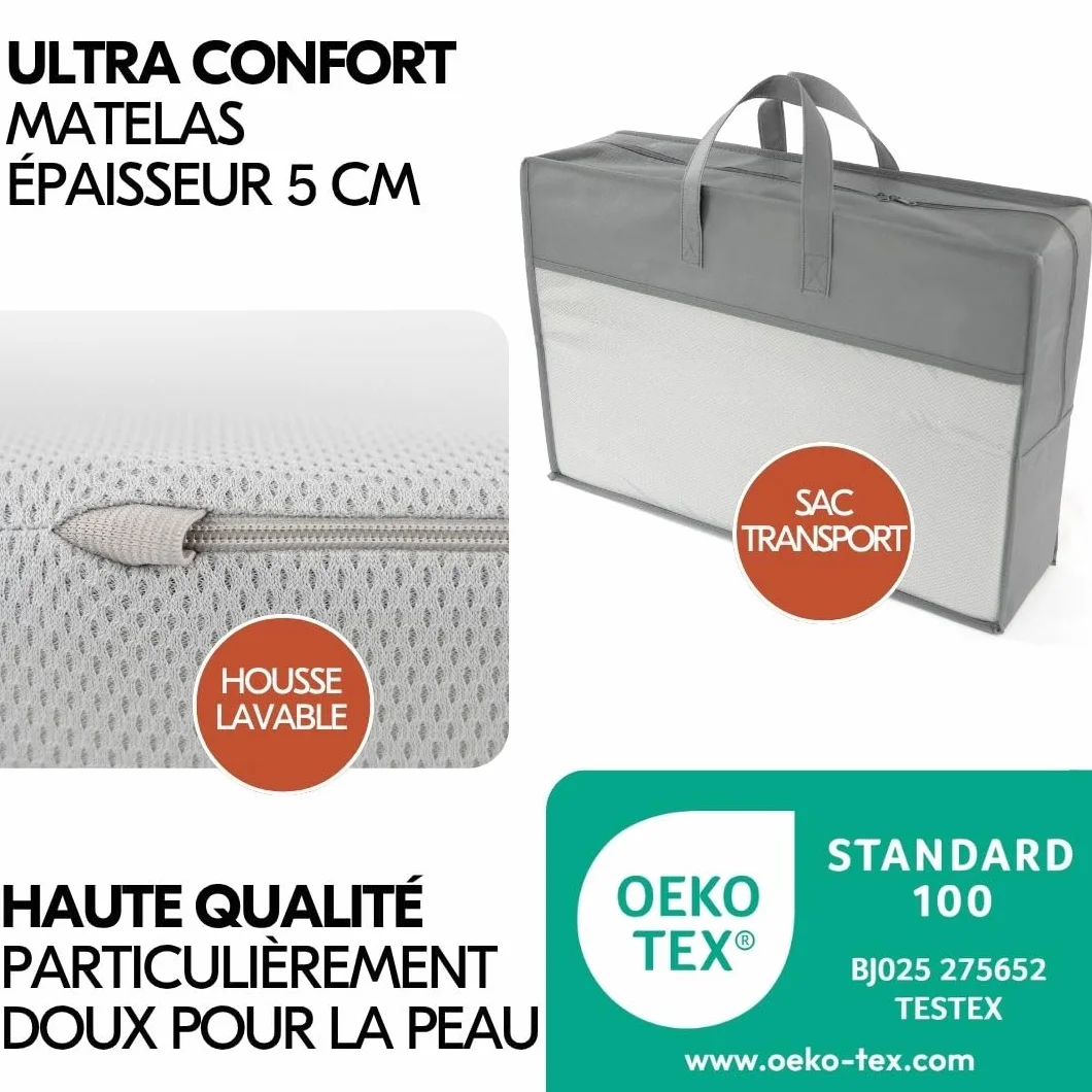 Hauck Dream N Play Plus Lit Parapluie Bébé Pliable avec Matelas, Moustiquaire, Sac de Transport – Dusty Cork
