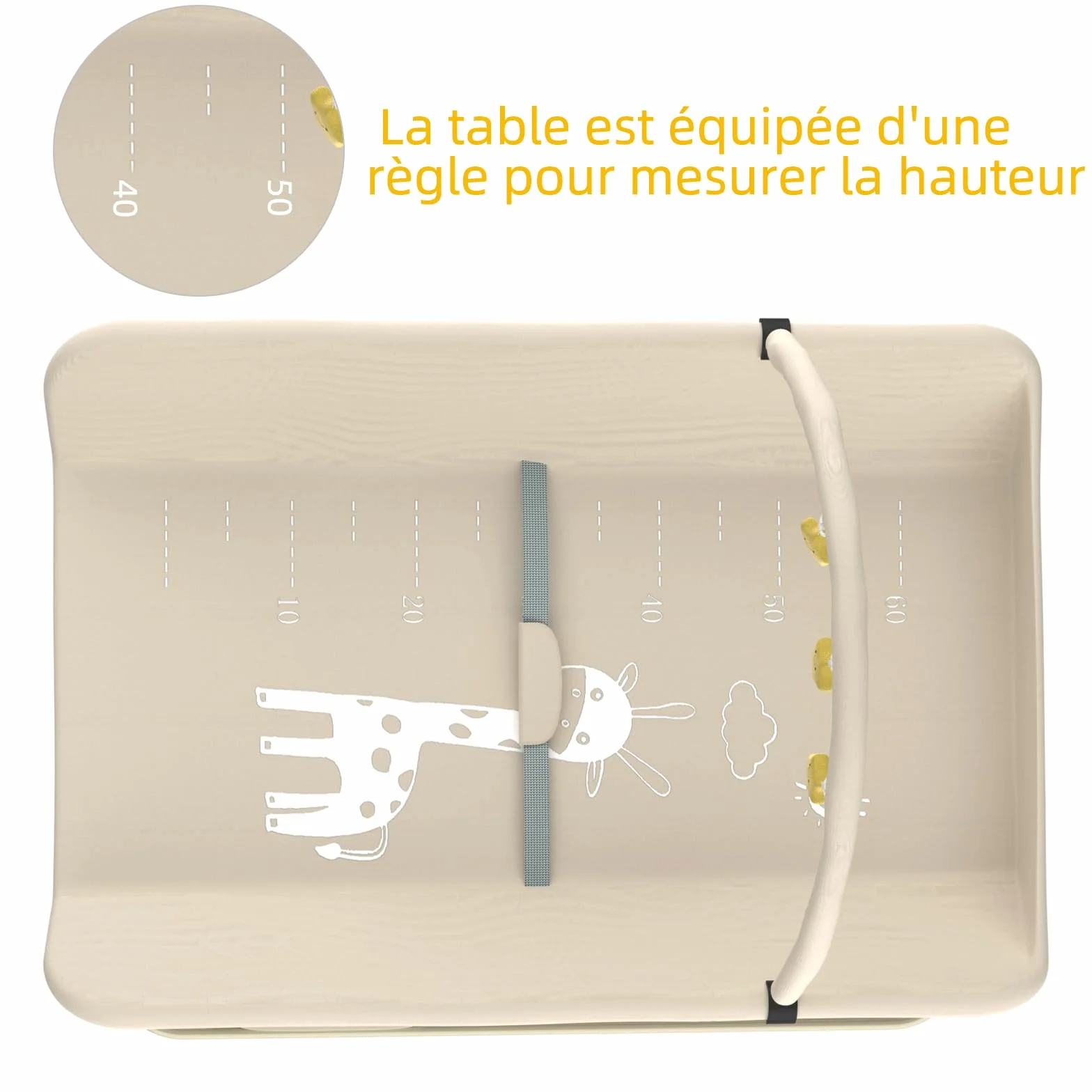 OHMG Table à Langer Pliable avec Panier Latéral et Roulettes, 5 Réglable en Hauteur, 75x68x83-91cm