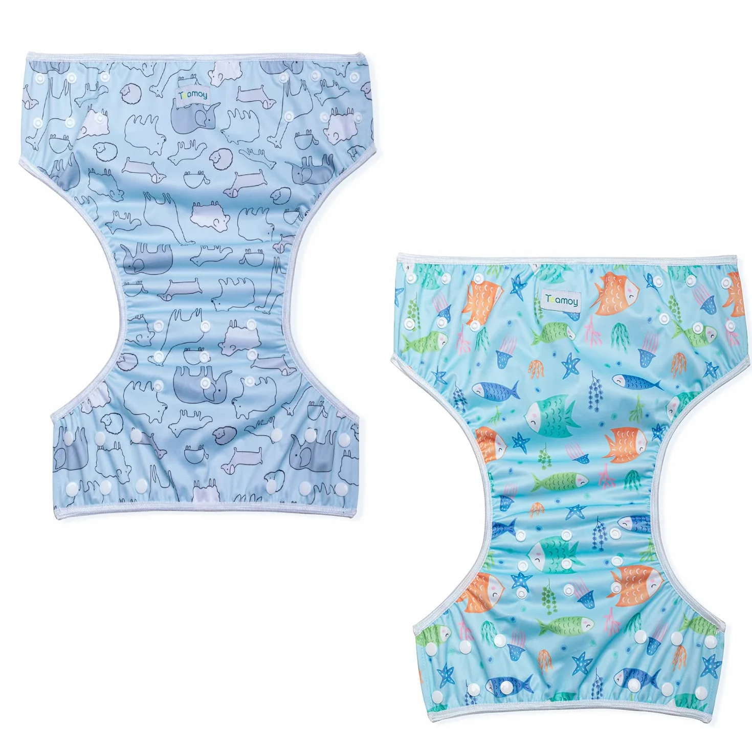 Teamoy Couches de natation réutilisables lot de 2, réglables lavables bébé garçons filles Monde sous-marin Monde animal