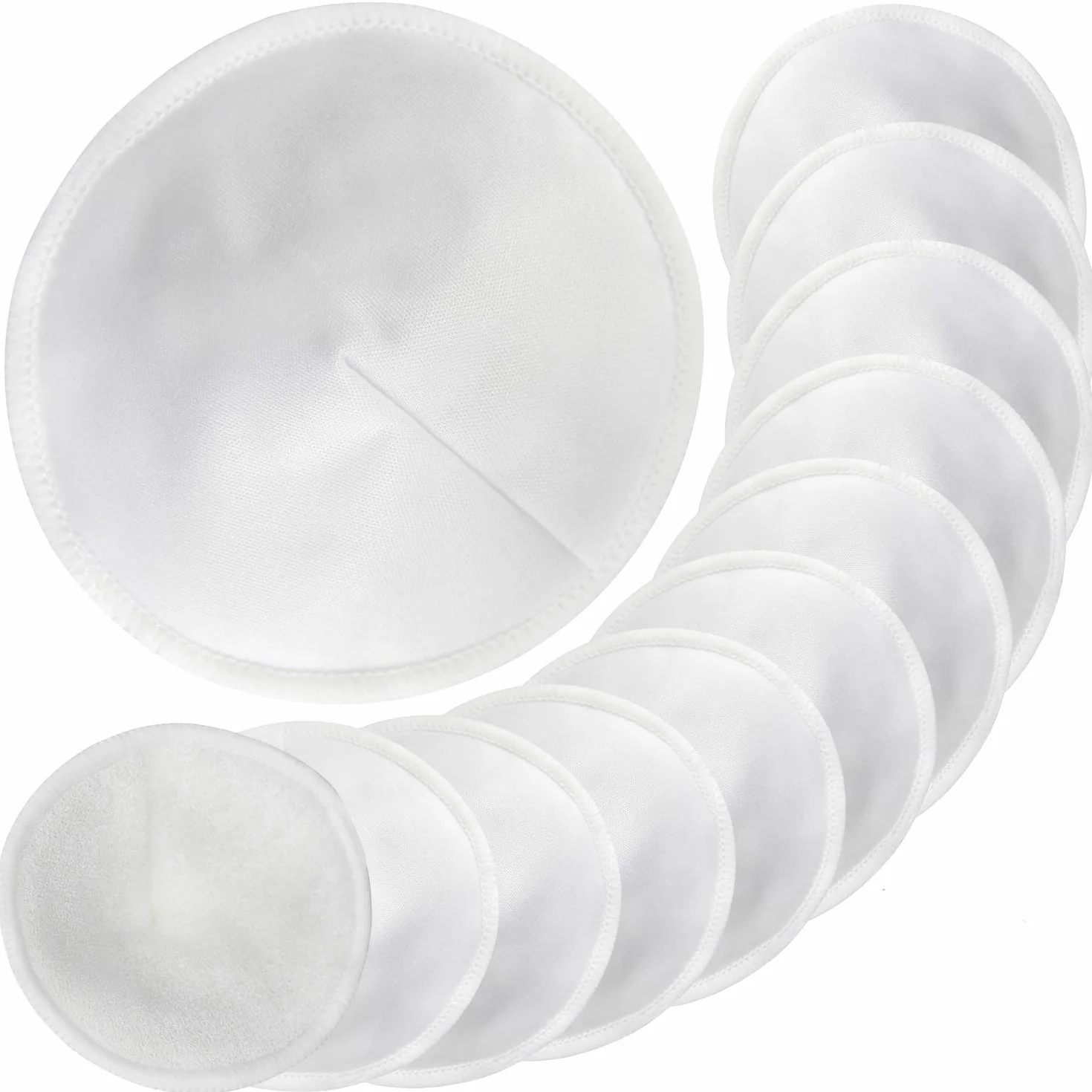 Coussinets d'allaitement en bambou biologique 12pcs lavables + sac de lavage pour maternité