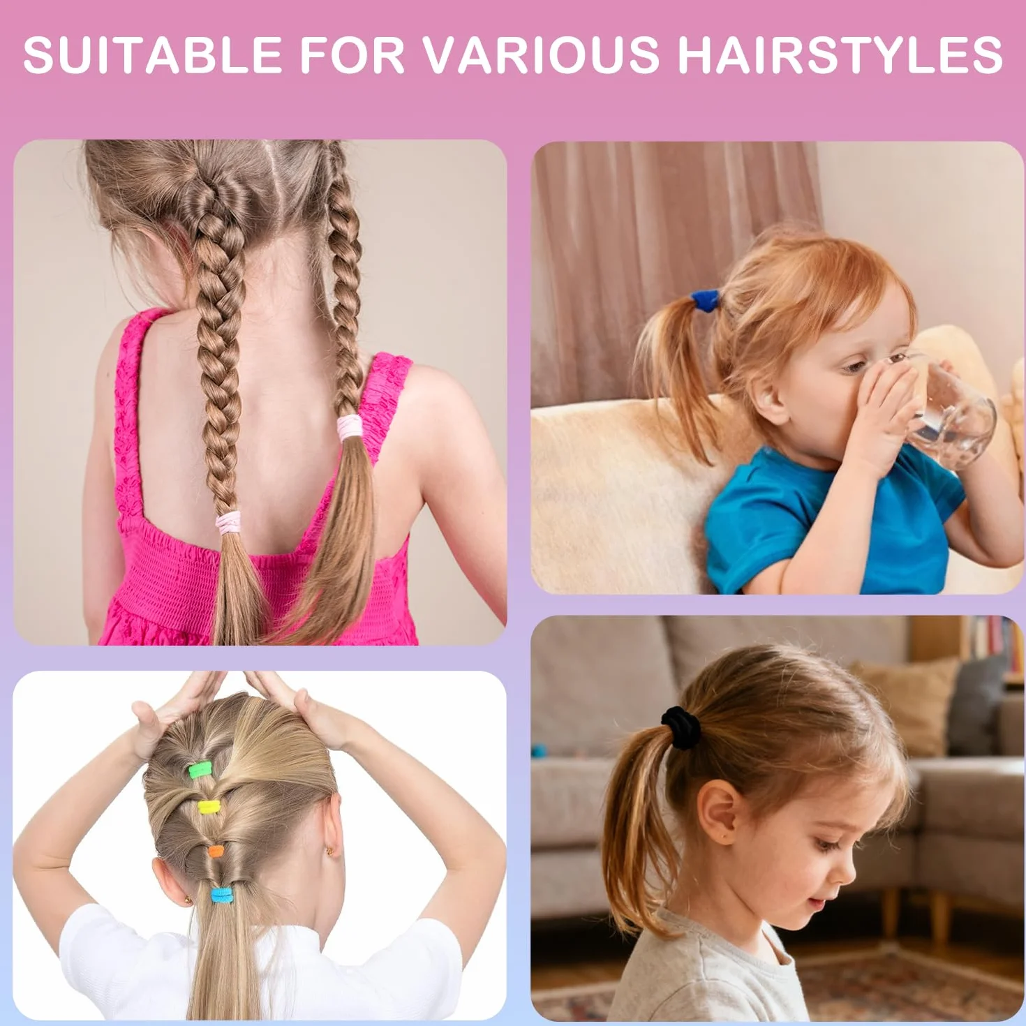 Élastiques Cheveux Bébé 20mm Noir Blanc pour Filles Enfants