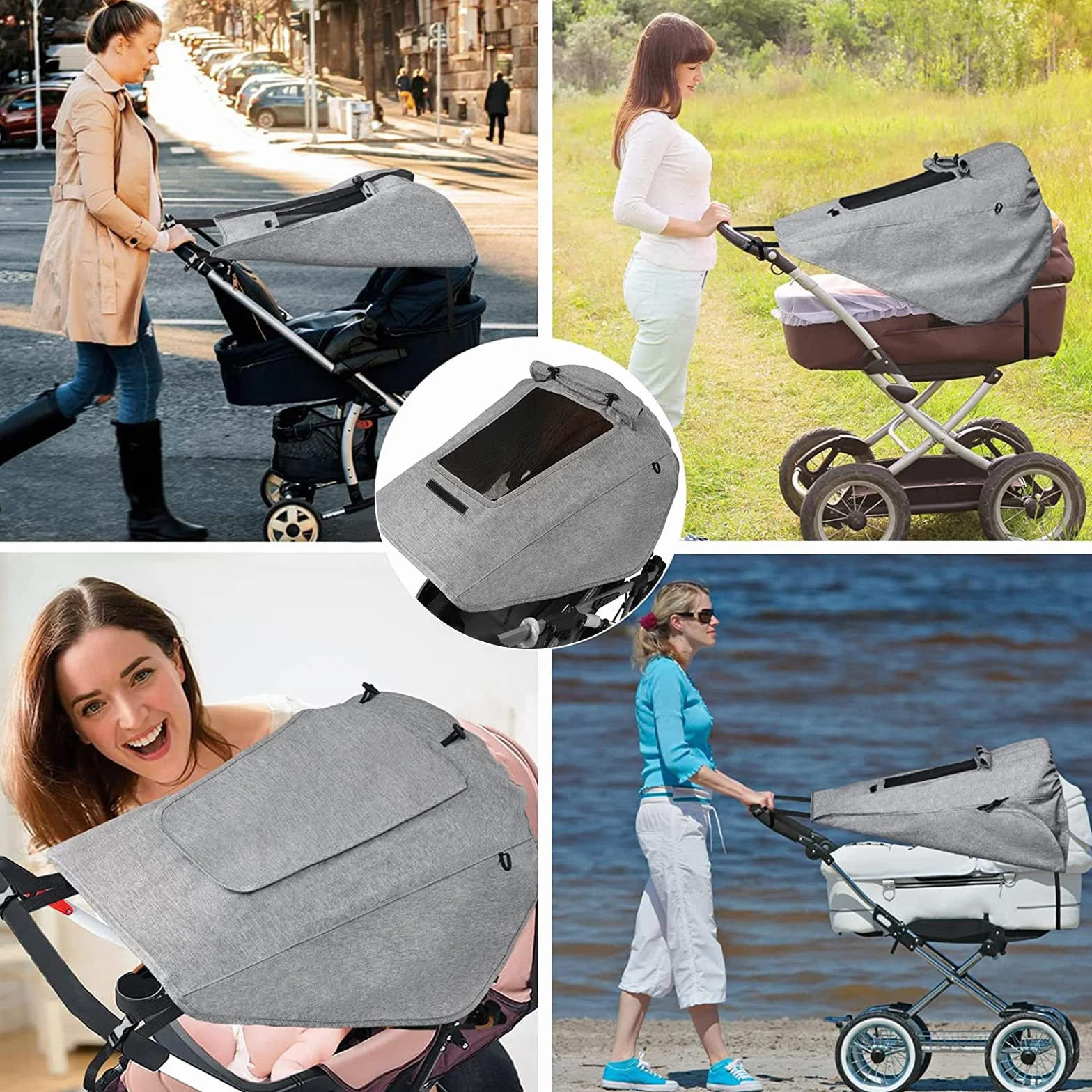 Pare Soleil Poussette Universelle Anti-UV Imperméable