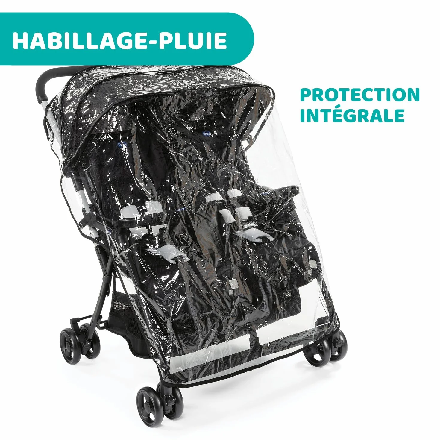 Chicco OHlalà Poussette Double Tandem Légère Pliable Jumeaux 15 kg Noir