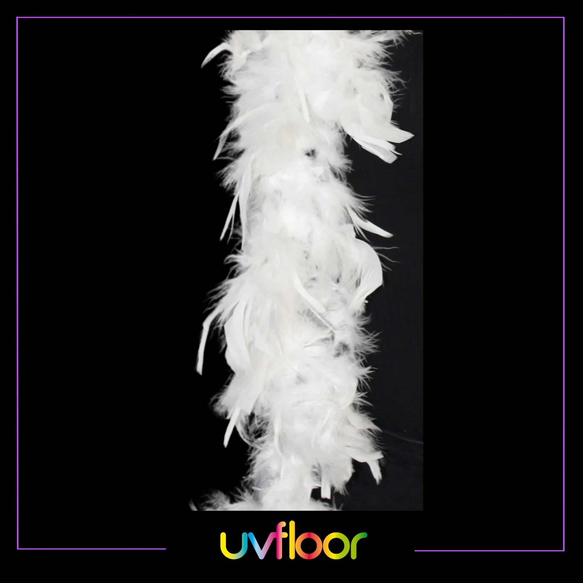 Boa En Plumes Fluo 1m80 Blanc Fluo Accessoire Fluorescent Fête Déguisement