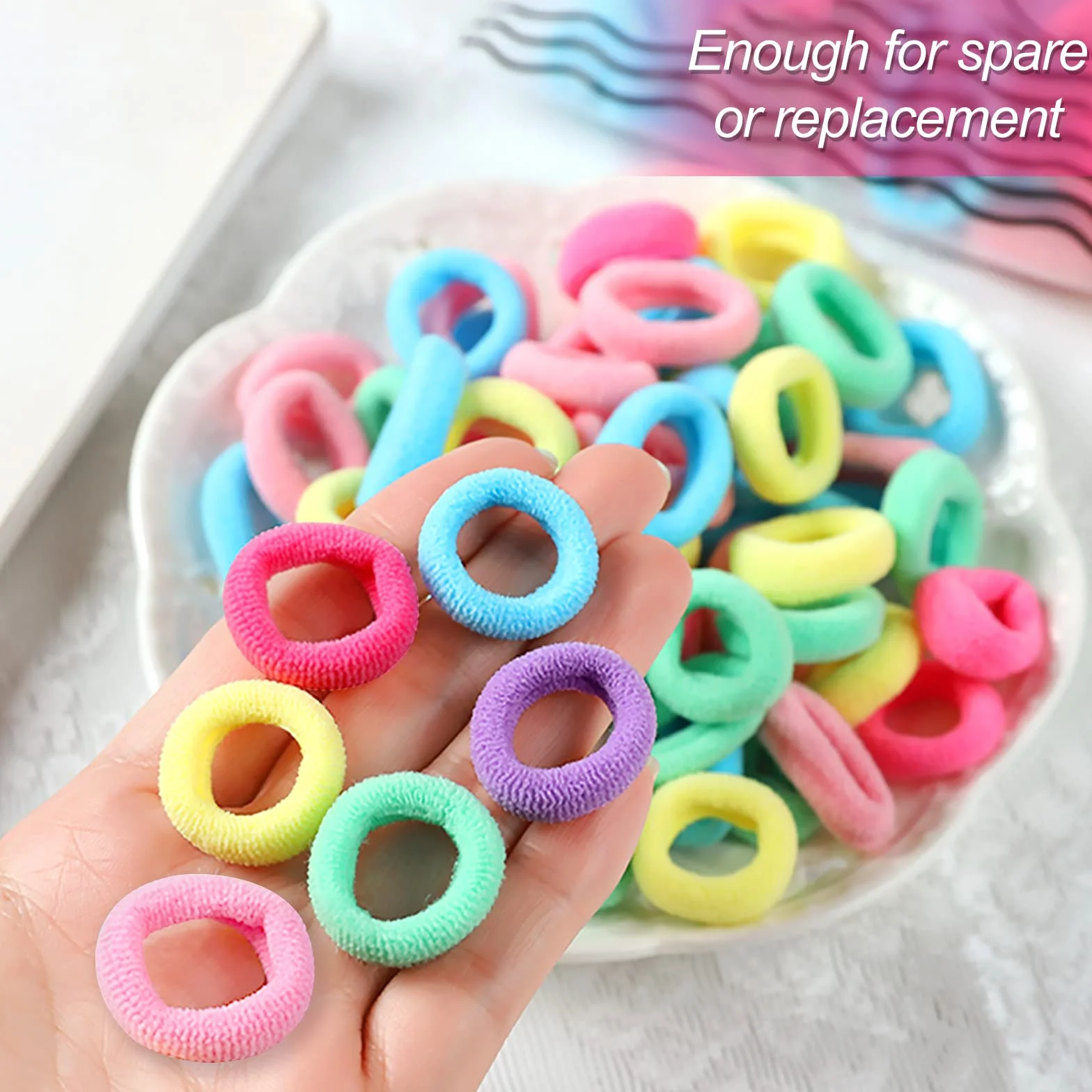 100 Pièces Élastiques Cheveux pour Fille, Mini Chouchous Colorés pour Enfants