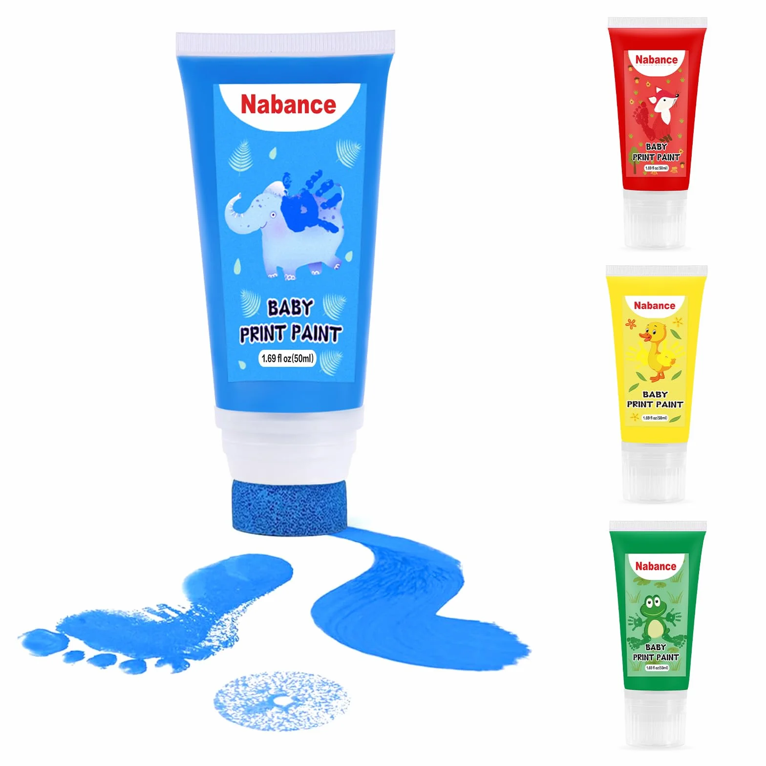 Kit Empreinte Bébé avec Attachement Éponge, Encre Non Toxique Lavable, Cadeau Naissance Souvenir Bébé - Bleu