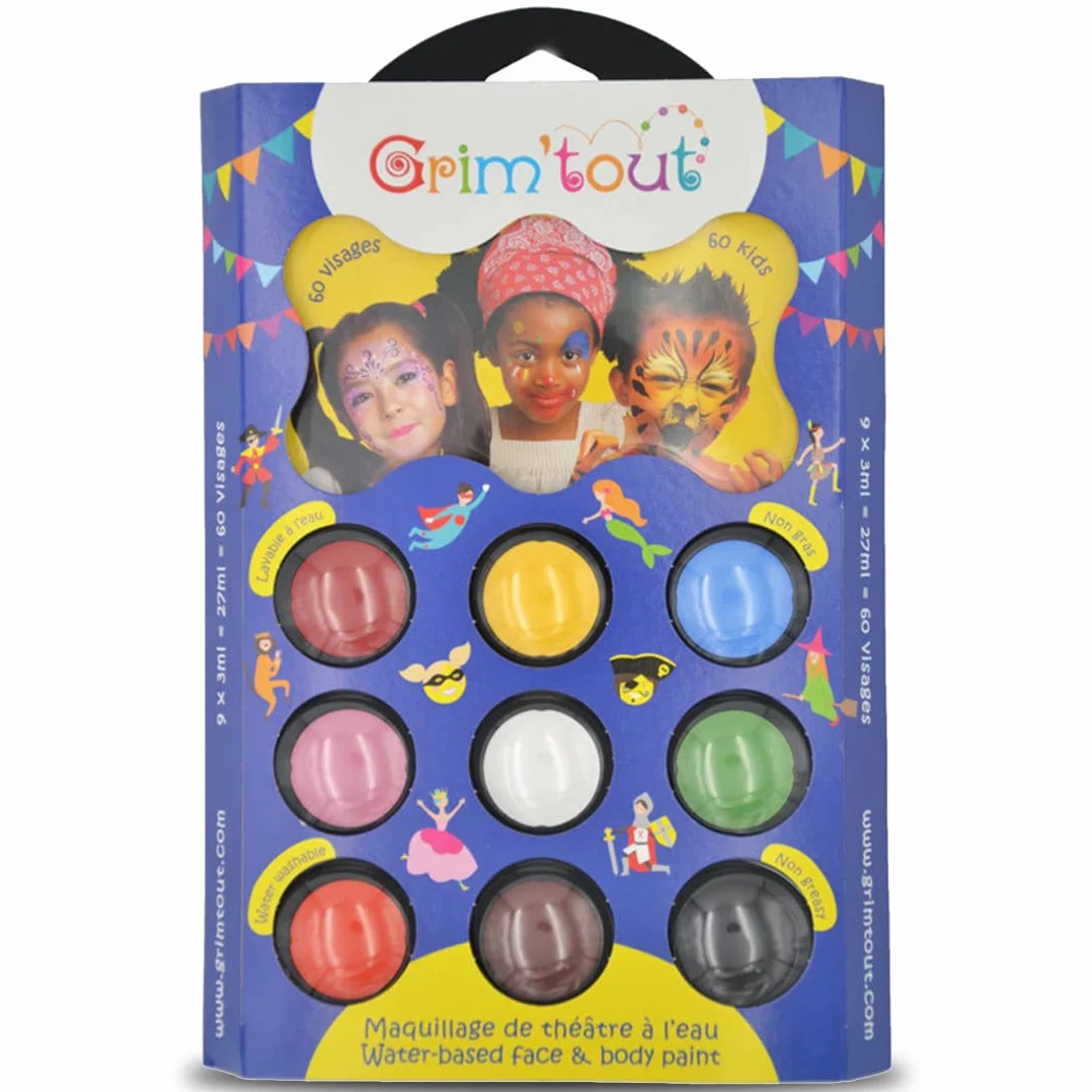 Grim’tout Palette Maquillage à l’Eau 9 Couleurs – Carnaval Halloween Anniversaire