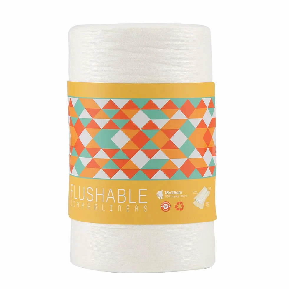 Doublures de Couches 100 Feuilles Non Parfumées en Bambou Naturel Bio-dégradables pour Bébé