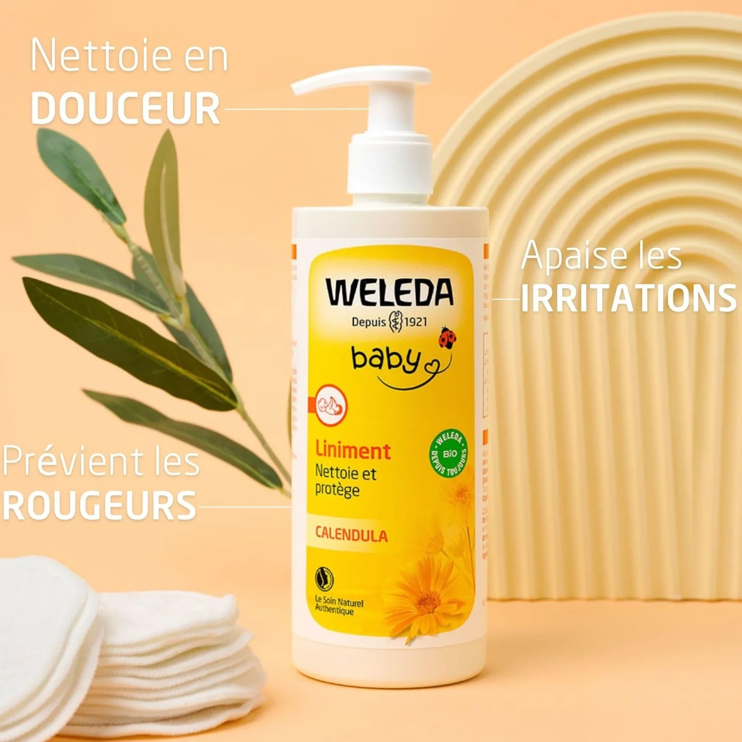 WELEDA Baby Liniment Soin Nettoyant Pour Le Change Au Calendula Huile D'Olive Bio 400ml