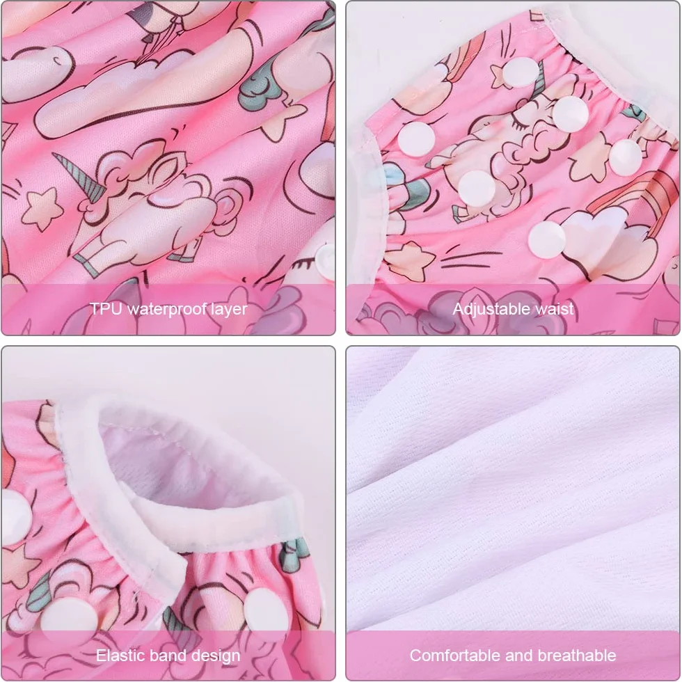 Vicloon Couches de Bain Lavables Réutilisables 2pcs Anti-Fuite Imperméable Bébé
