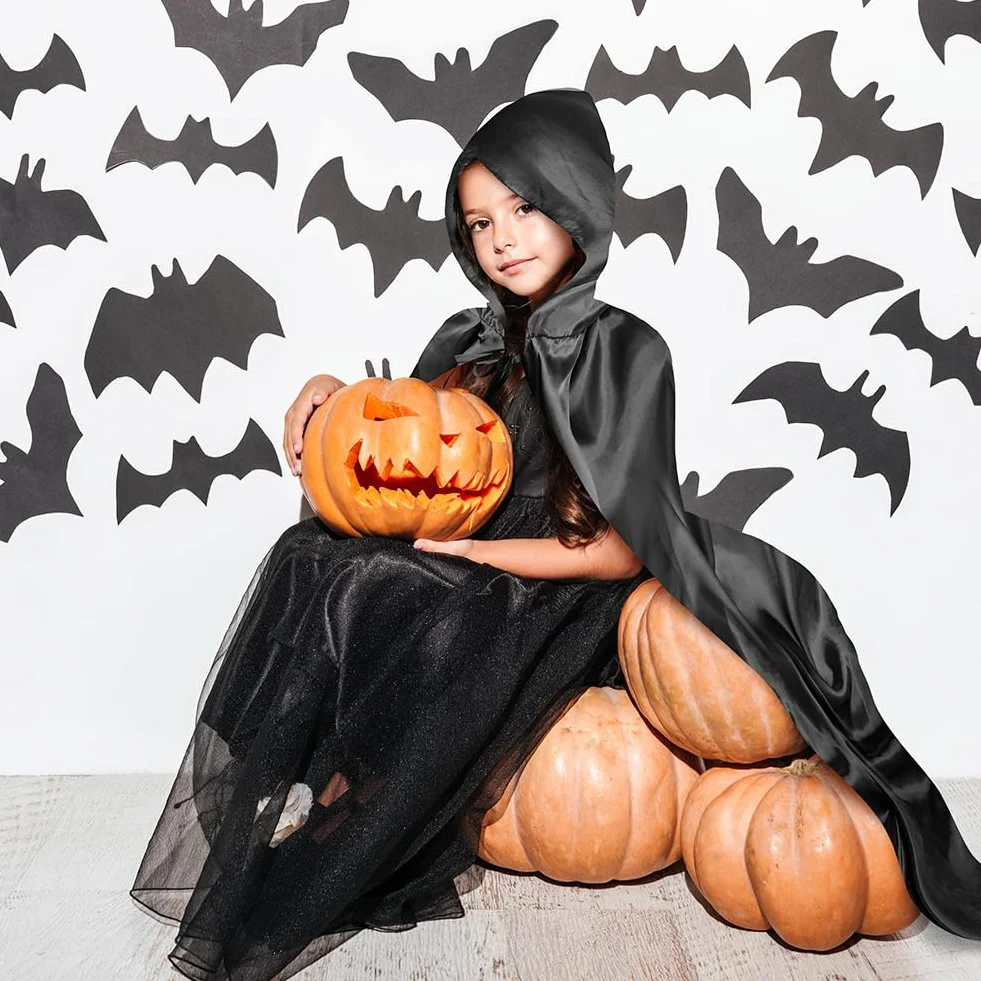 Cape à Capuchon Enfants Halloween Sorcière Costume Garçons Filles