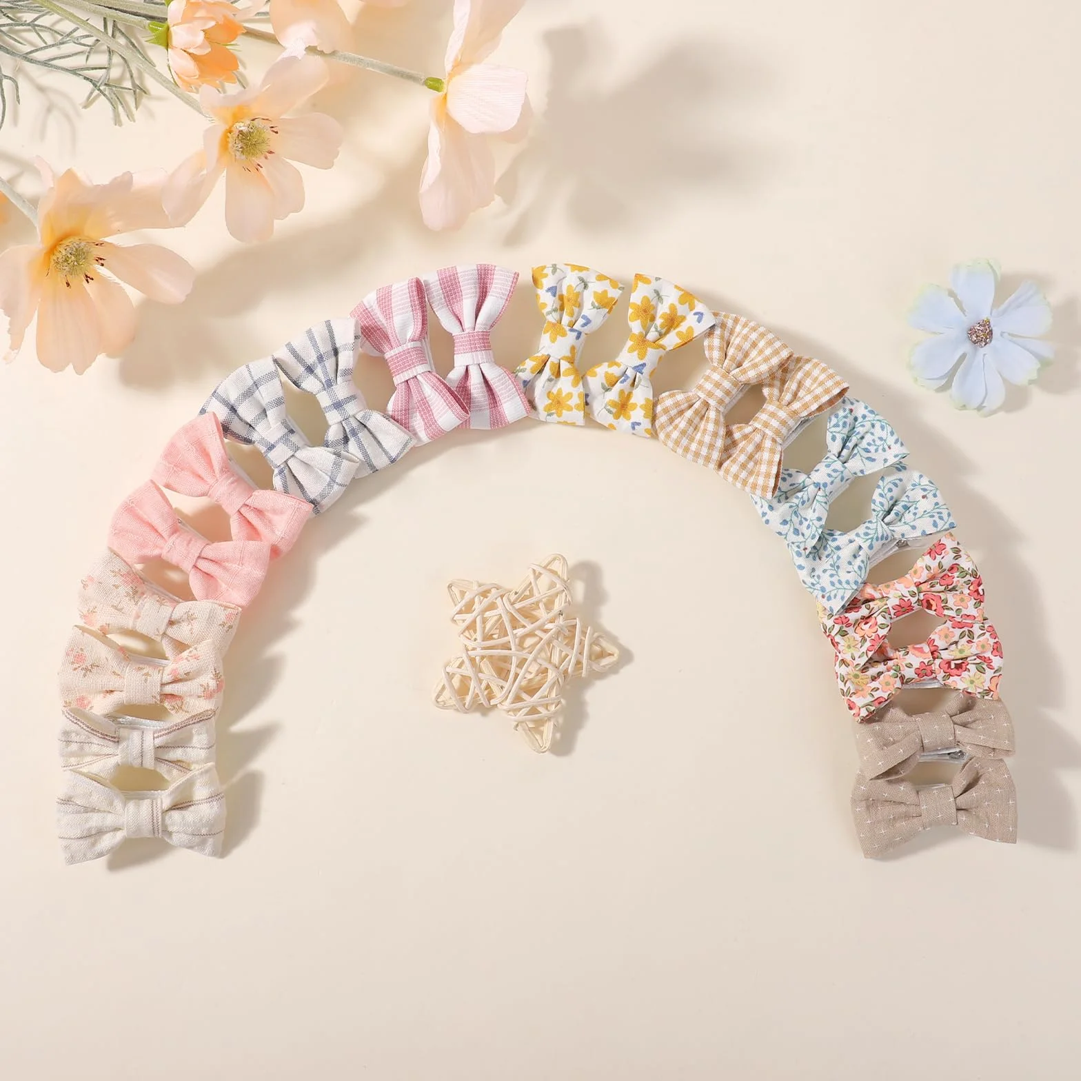 Jollybows 20pcs Barettes Cheveux 5 cm Pince Noeud Cheveux Bébé Accessoires Enfant