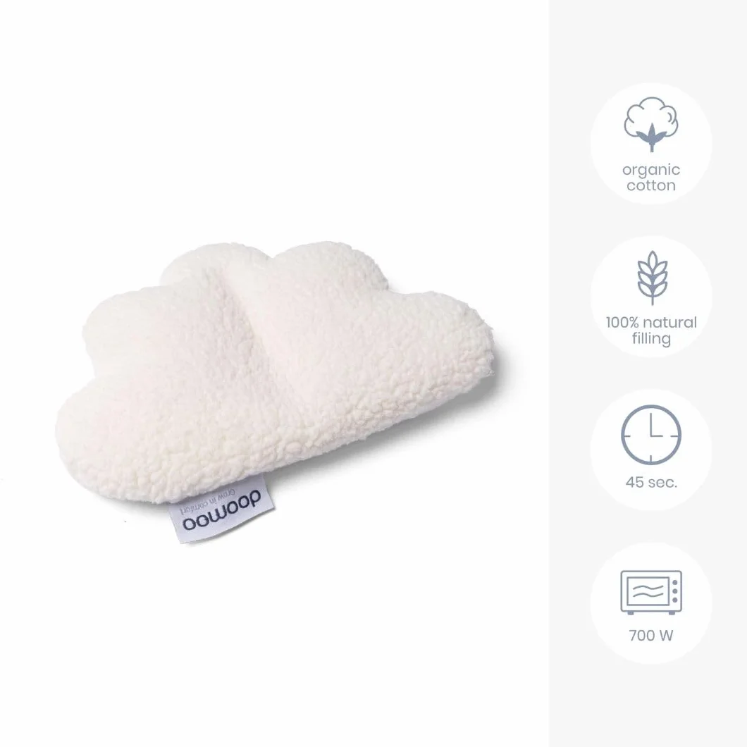 Doomoo Bouillotte Bébé Anti Colique Snoogy Peluche Coton Bio Micro-ondes Housse Lavable Chaud Froid Graines Colza Lavande Cloudy White