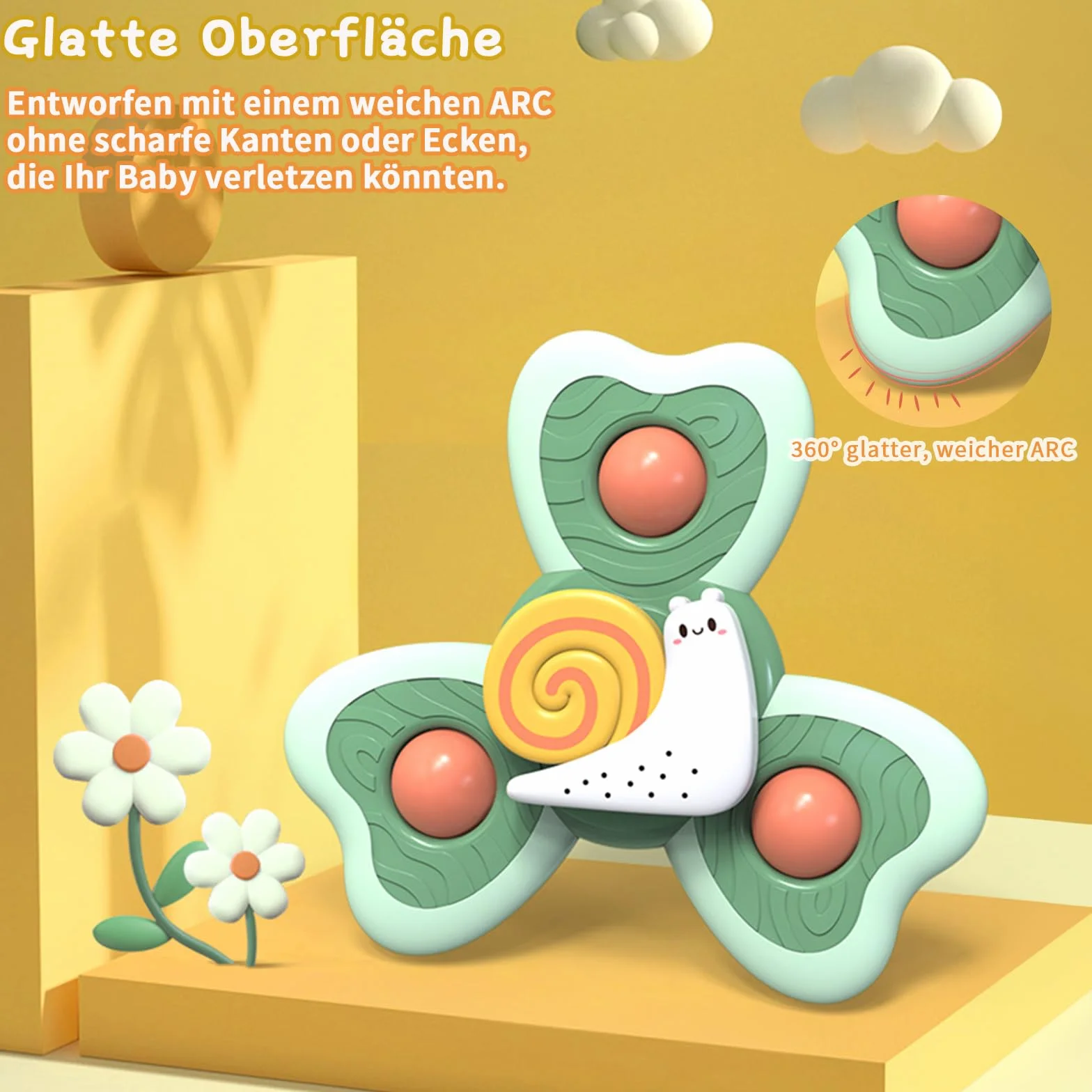 Spinner Bébé Ventouse Jouet Bain Bébé sans BPA Imperméable Jeux Sensoriel Filles Garçons