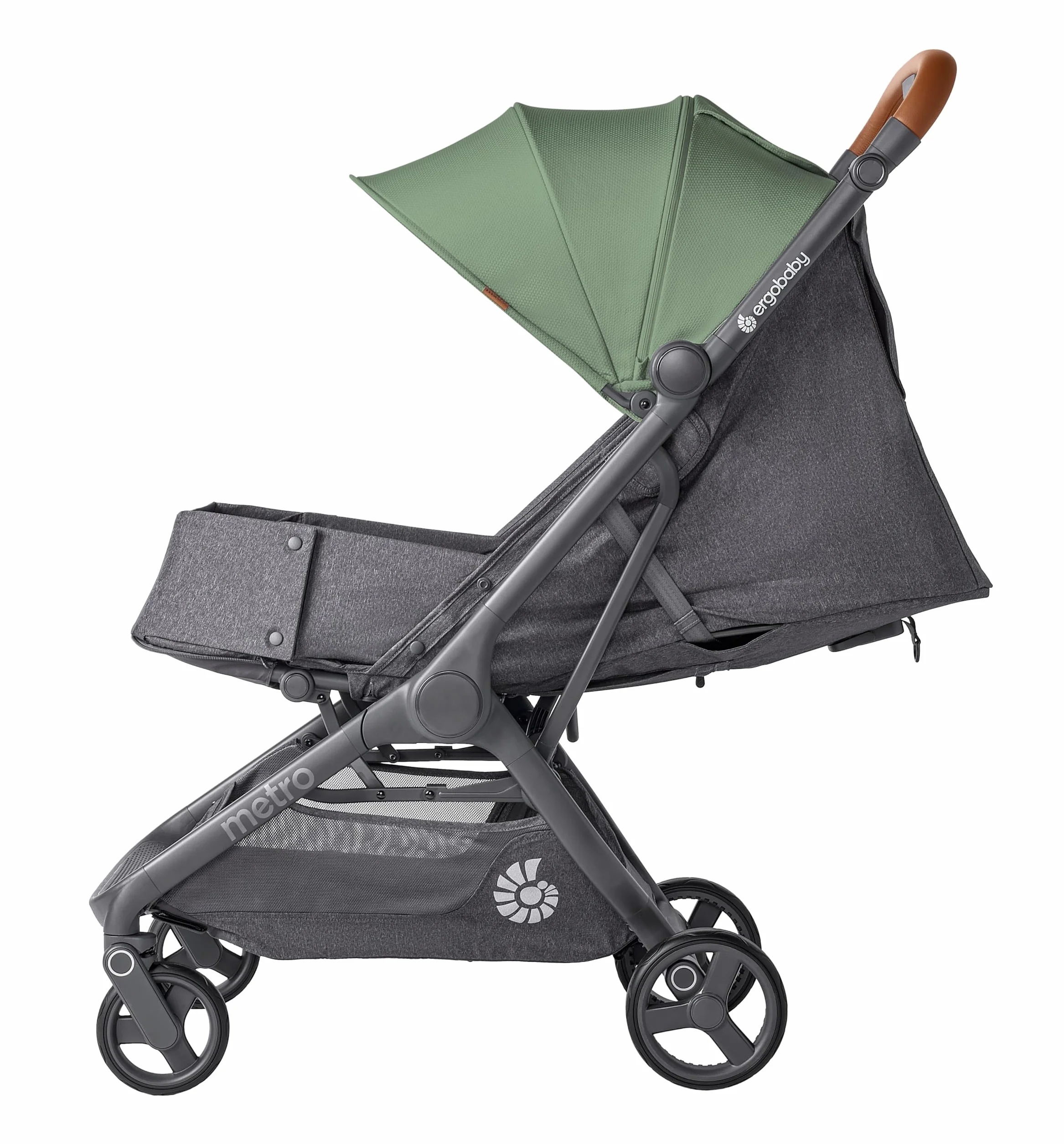 Ergobaby Metro 3 Deluxe Poussette compacte inclinable, pliage une main, compatible siège auto, Willow Green