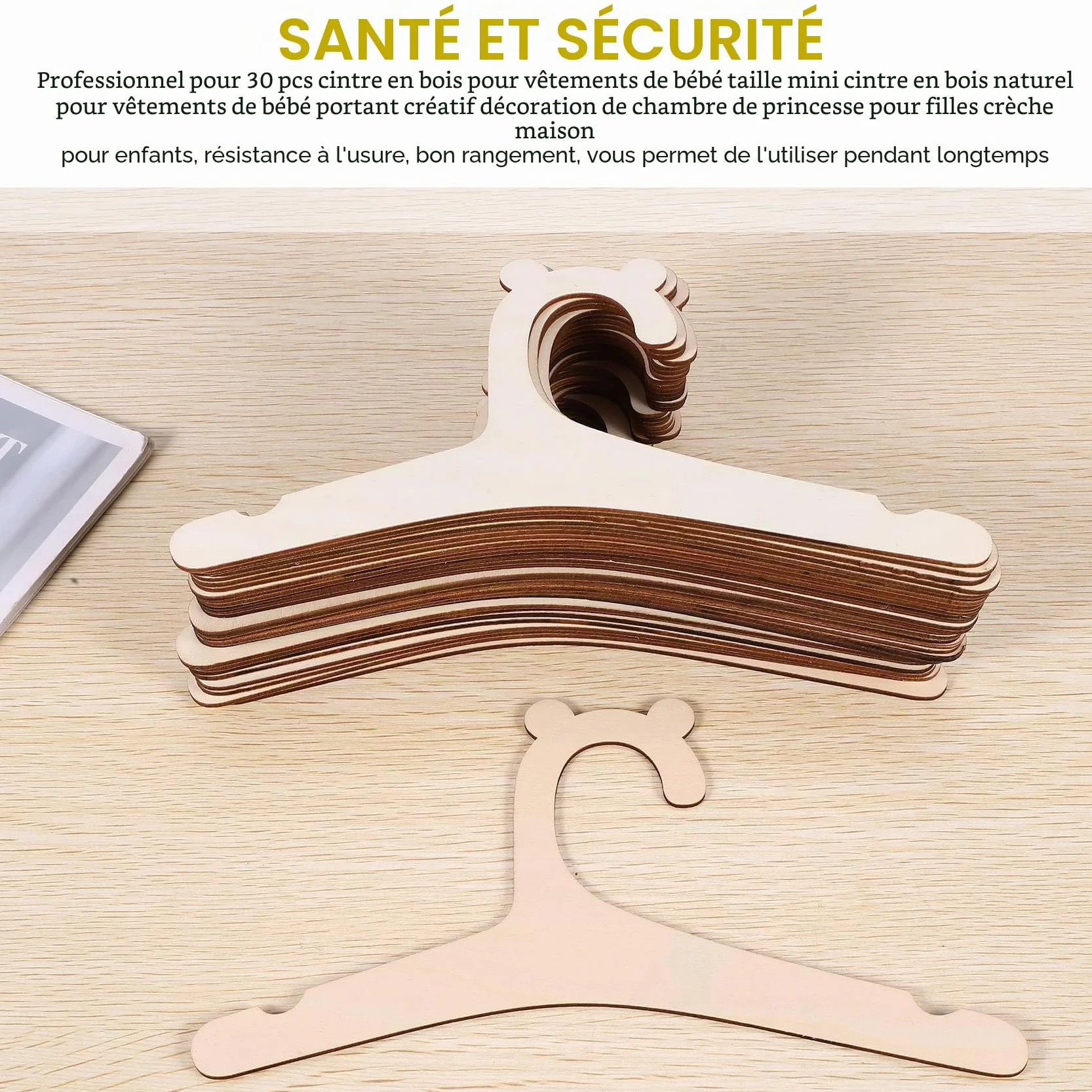 Lot de 30 cintres en bois pour vêtements