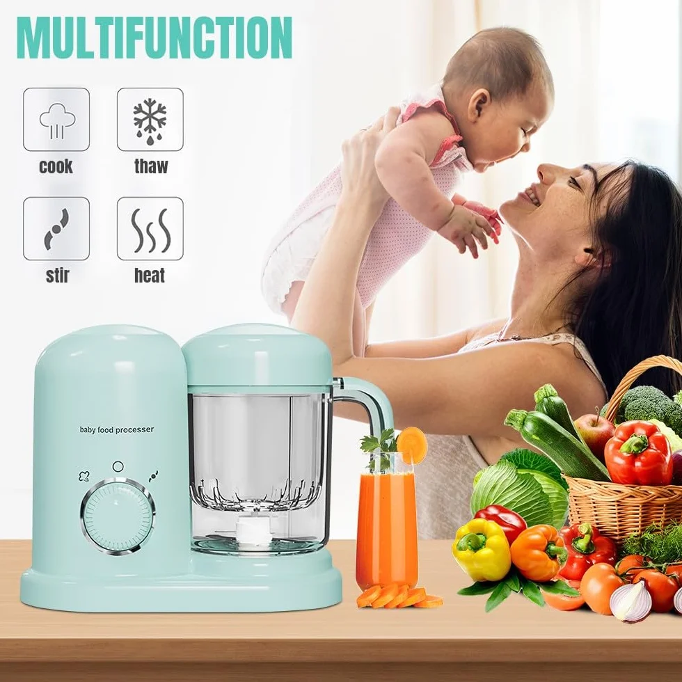 Robot Cuiseur Mixeur pour Bébés Multifonctions avec Panier Vapeur Lame Inoxydable 304 Sans BPA
