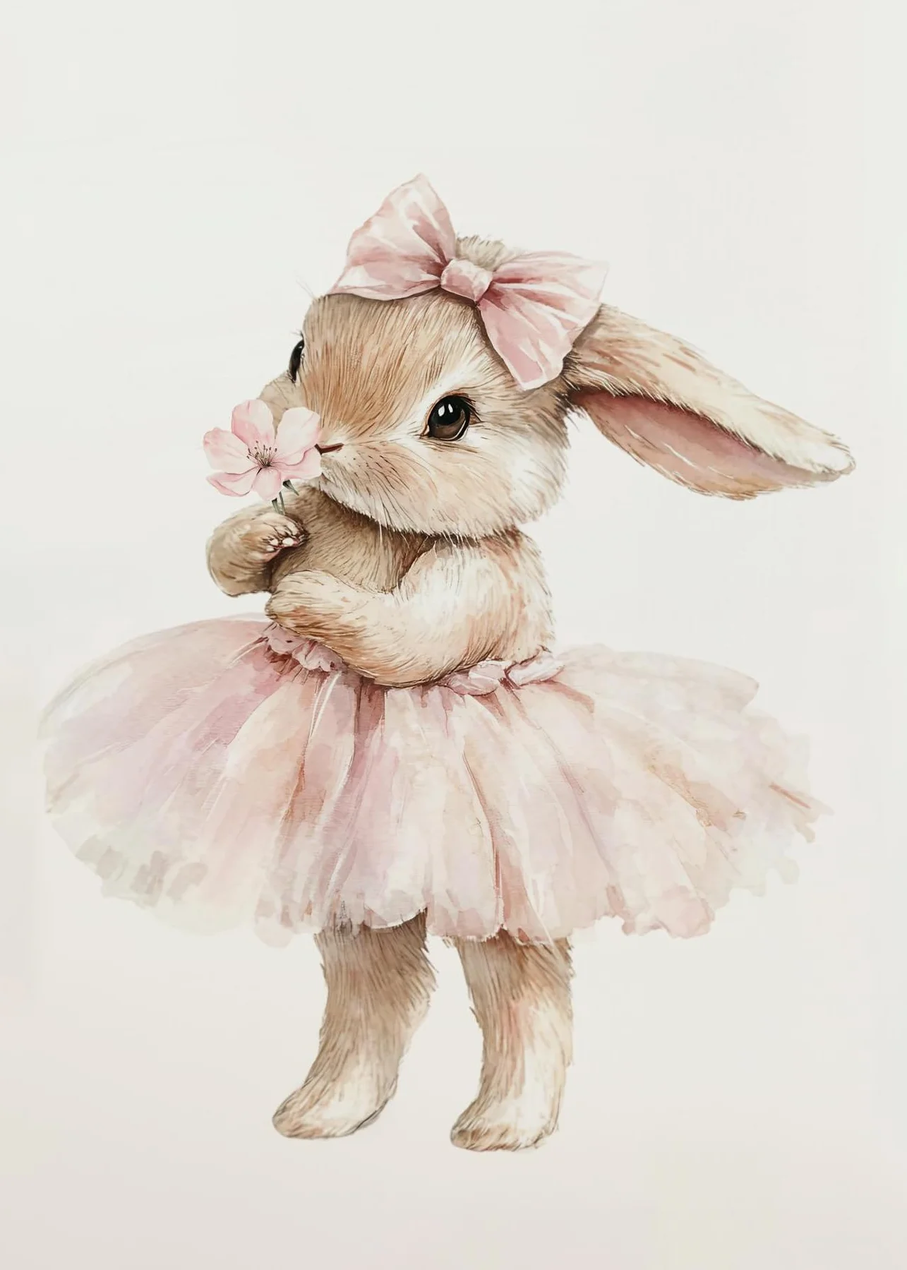 Affiche Lapin Chambre Fille 30x40cm Poster Boho Deco Chambre Enfant Rose Poudré Toile Sans Cadre