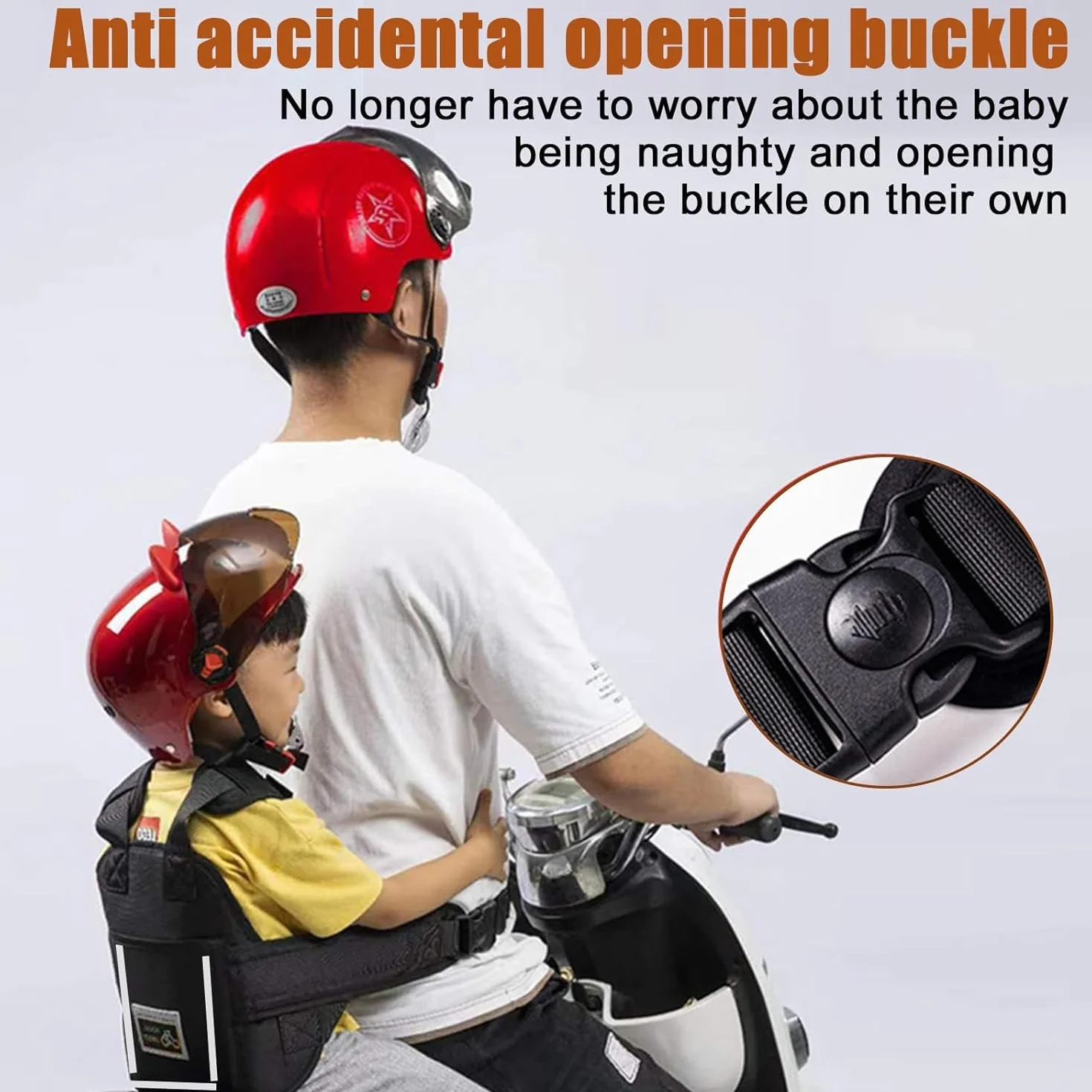 Ceinture de Sécurité Moto Enfant Réglable Harnais avec Bandes Réfléchissantes pour Voiture Électrique Bébé 2-12 Ans