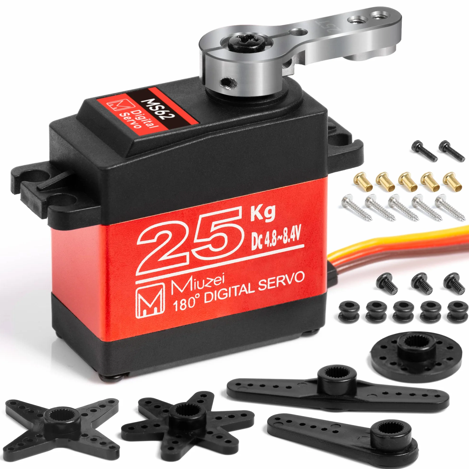 Miuzei Servo 25kg Digital Standard 180 Metal Waterproof Compatible Arduino RC Voiture 1/10 1/8