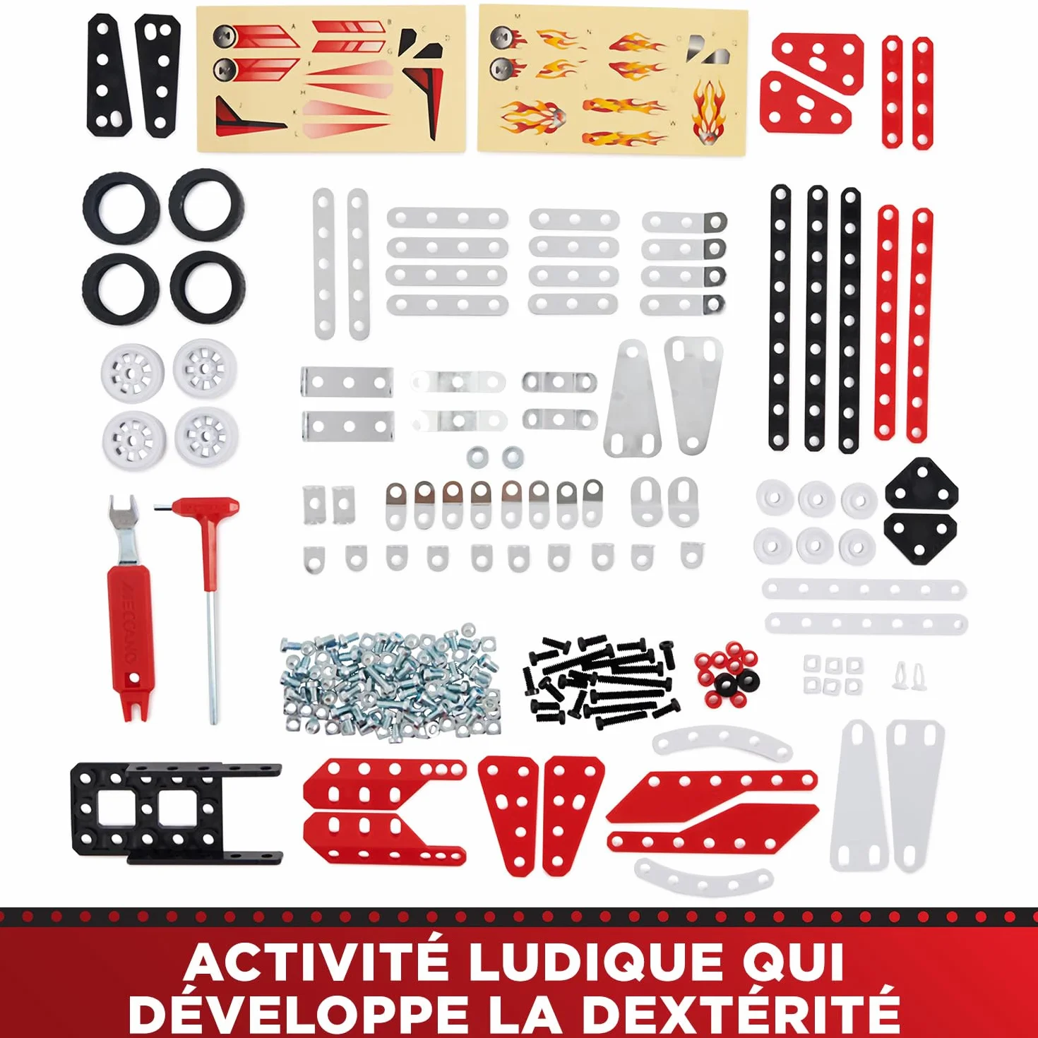 BANDAI Meccano Véhicules de Course 10 en 1 Coffret Construction 225 pièces Jouet Enfant 8 Ans+