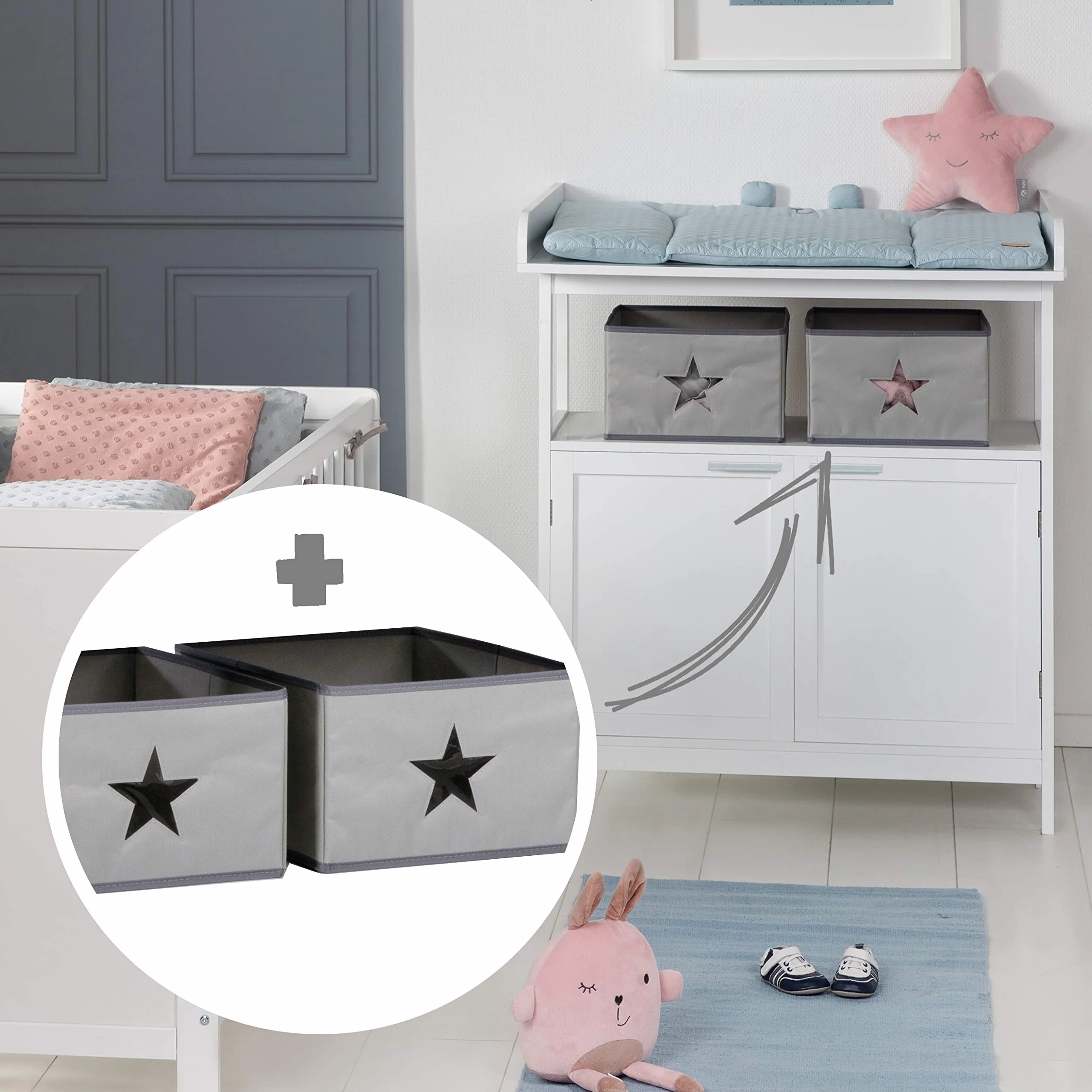 roba Commode à Langer Hamburg 2 Portes Blanc avec Plan Amovible - Fixation Murale Incluse