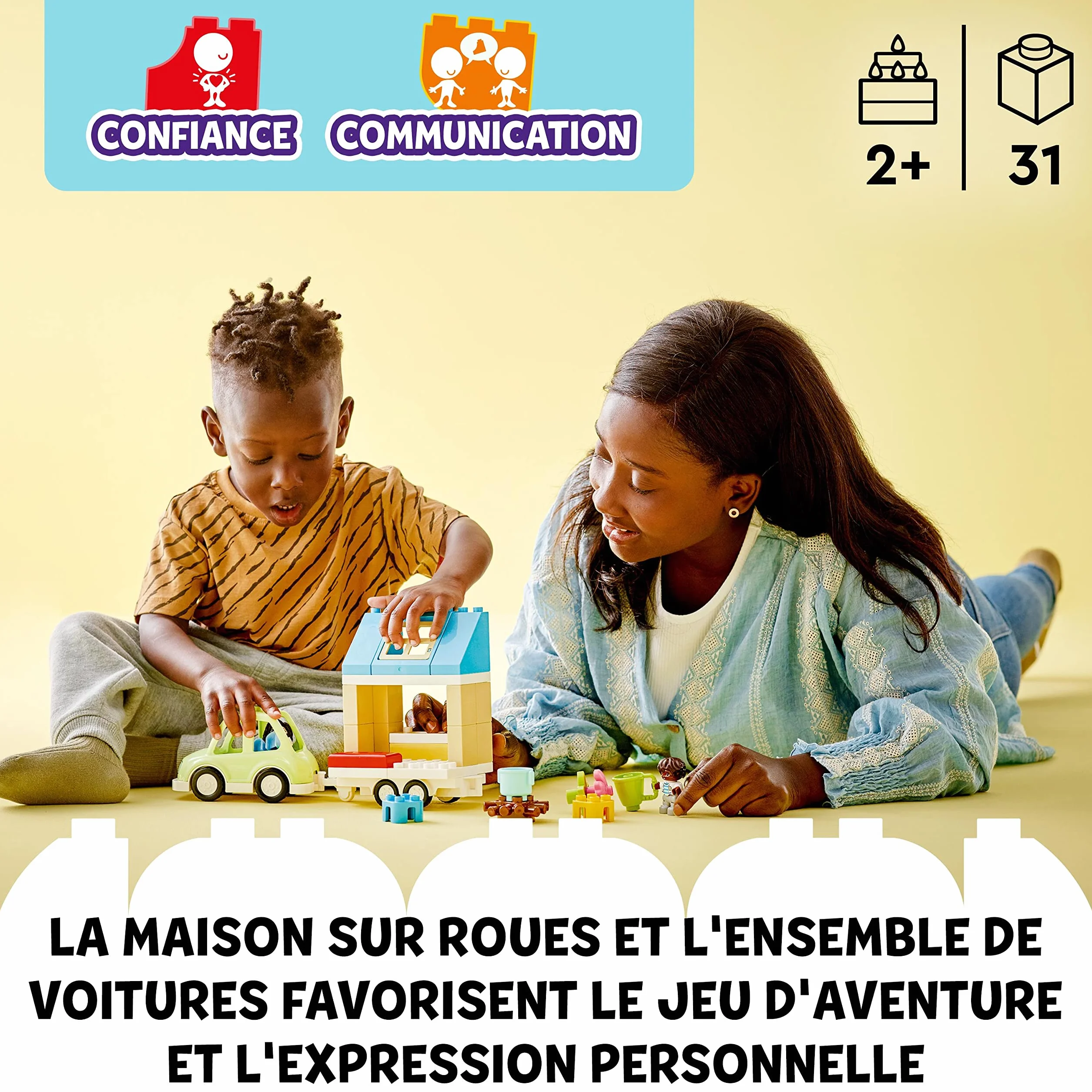 LEGO 10986 Duplo Ma Ville La Maison Familiale sur Roues, Jouet Éducatif, Set de Camping