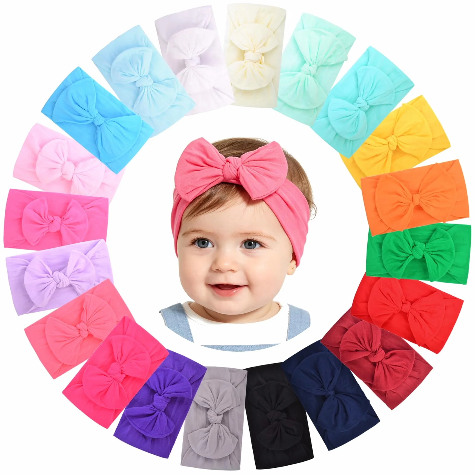 Bandeaux Élastiques avec Nœud en Nylon pour Nouveau-Nés - Accessoires Jollybows