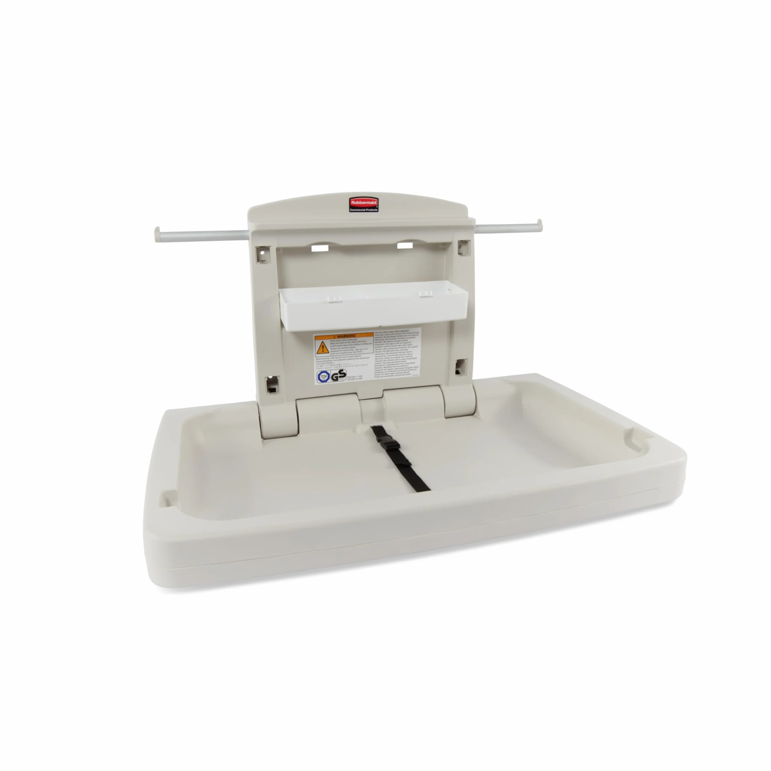 Table À Langer Murale Horizontale Gris Platine Rubbermaid Commercial Rabattable avec Sangle De Sécurité pour Restaurants Hôtels Écoles Aéroports