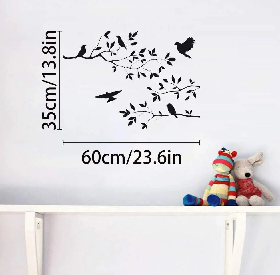 Autocollants Muraux Vinyle Branches Arbre Décoration Chambre Enfant Noir 55,9 x 35,6 cm