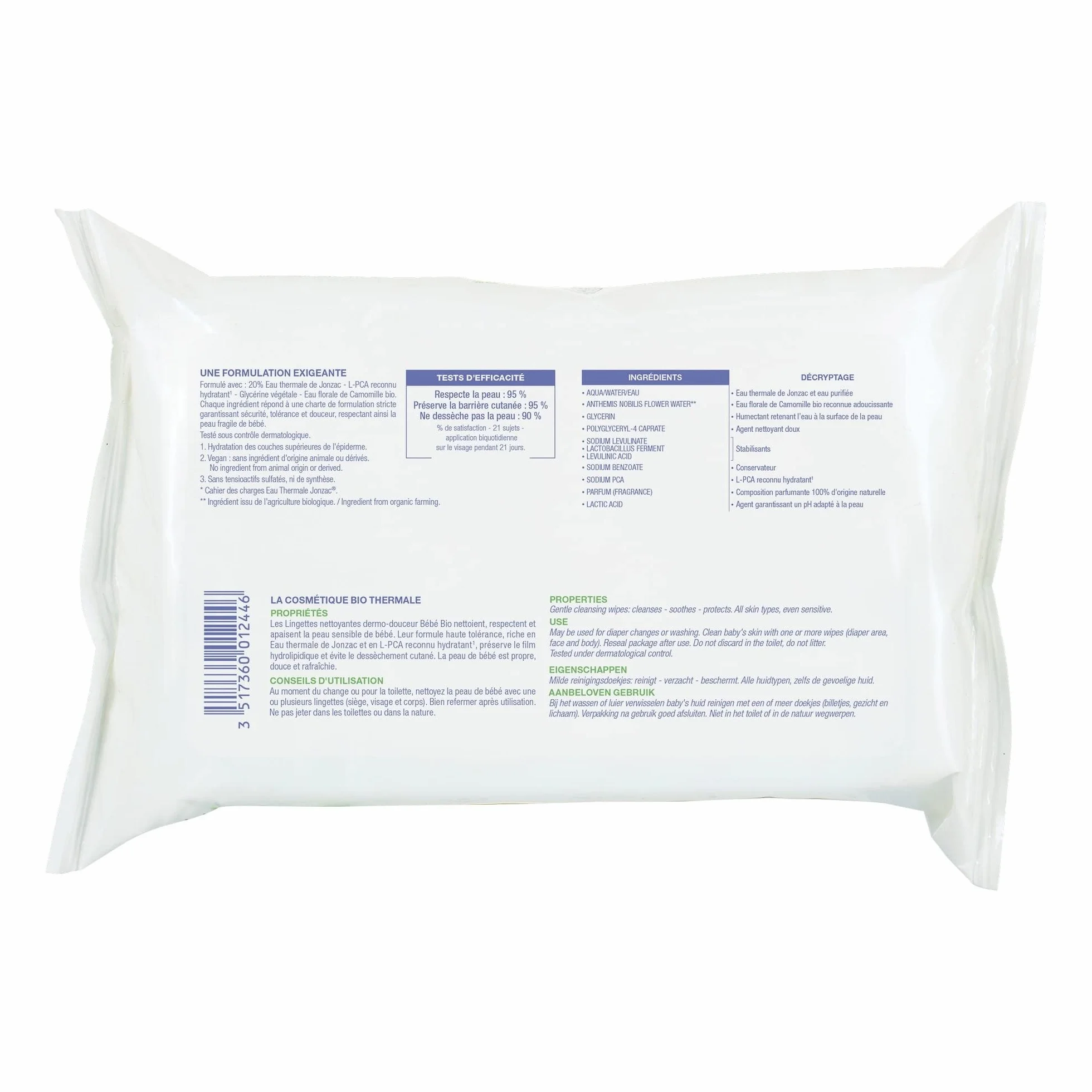 Eau de Jonzac Bébé Bio 40 Lingettes Nettoyantes