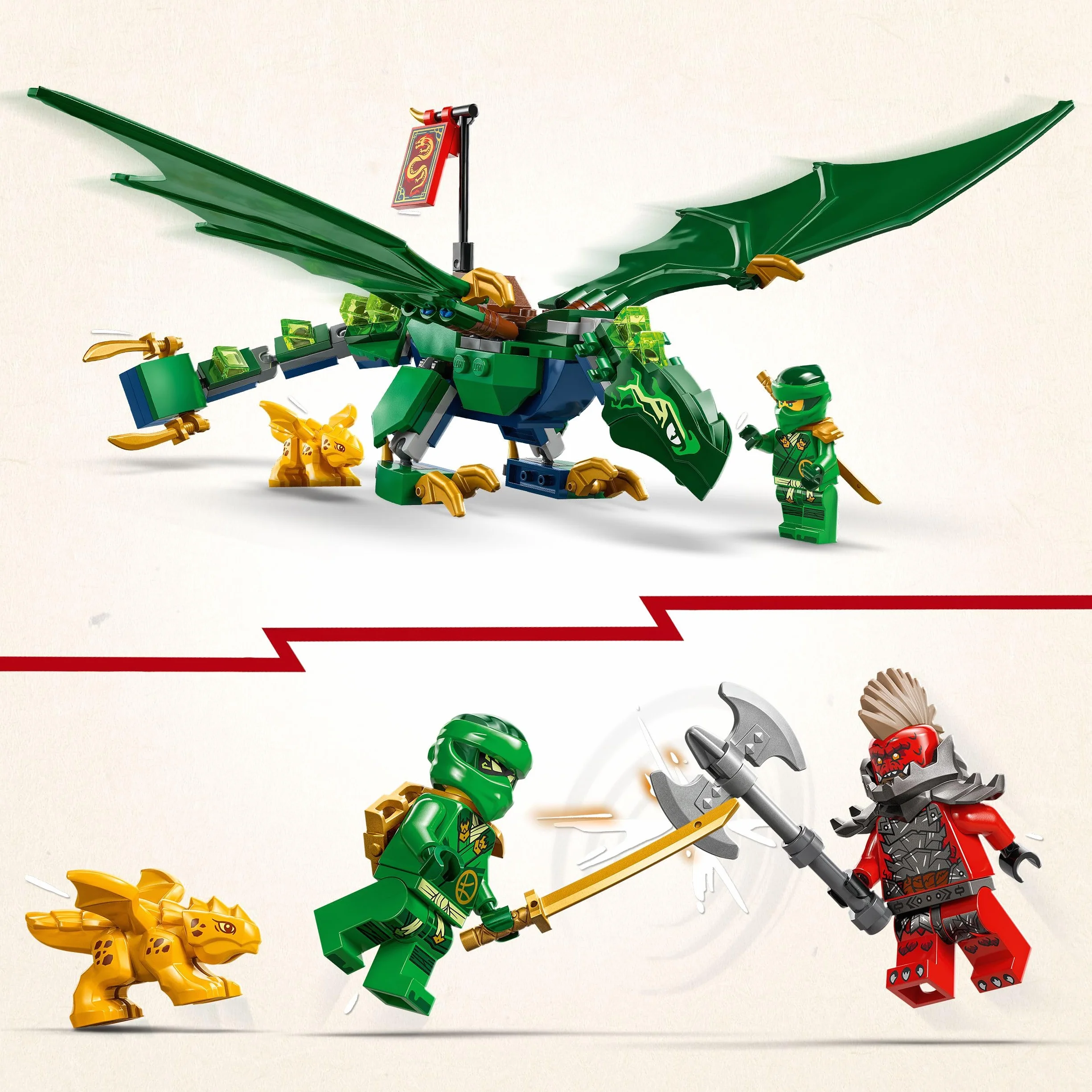 LEGO Ninjago Dragon Vert de la Forêt de Lloyd 71829 Jouet de Construction avec 2 Minifigurines et Dragon Articulé