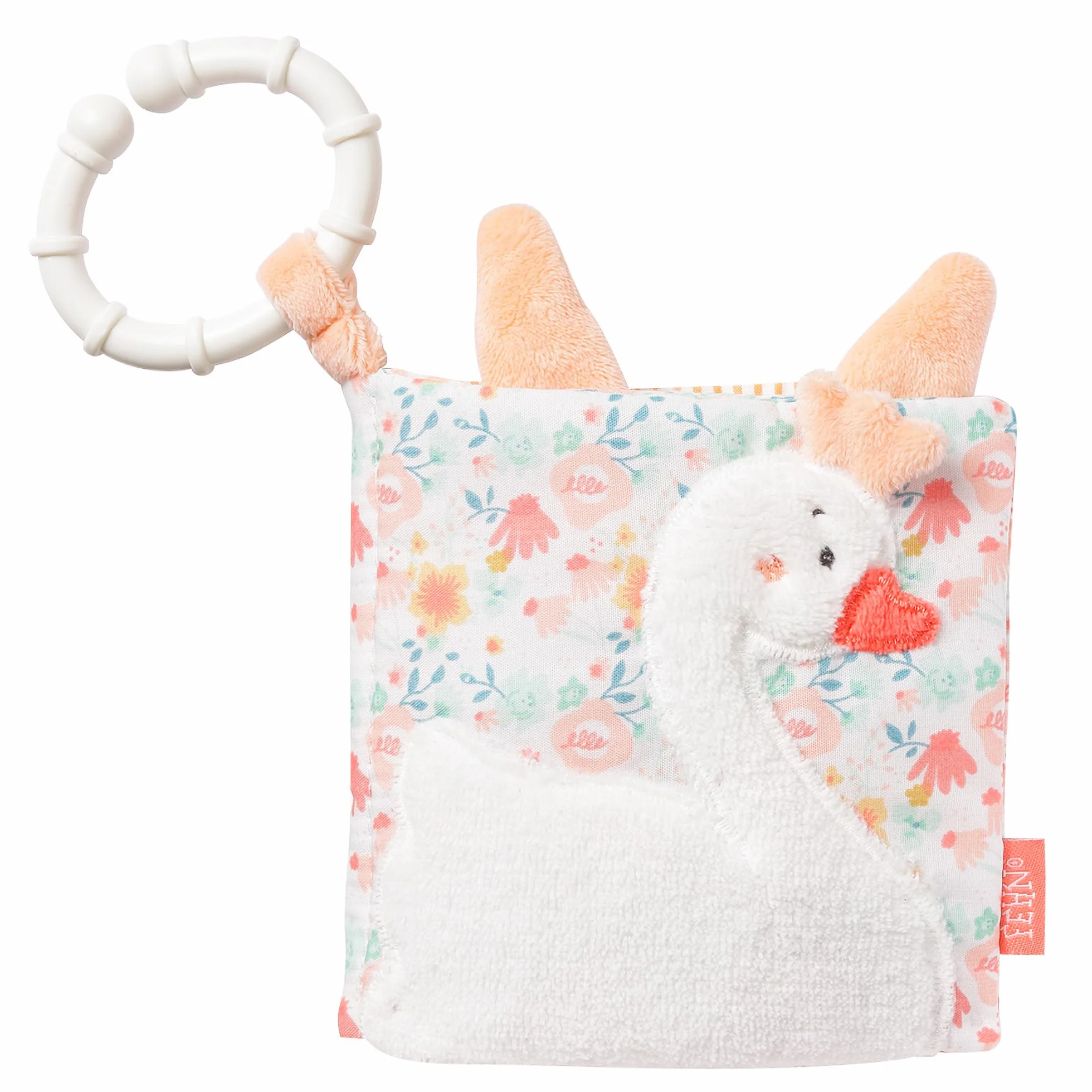 Fehn livre en tissu Lac des cygnes - Livre tactile motifs animaux - Jouet suspendre poussette siège auto bébé dès naissance