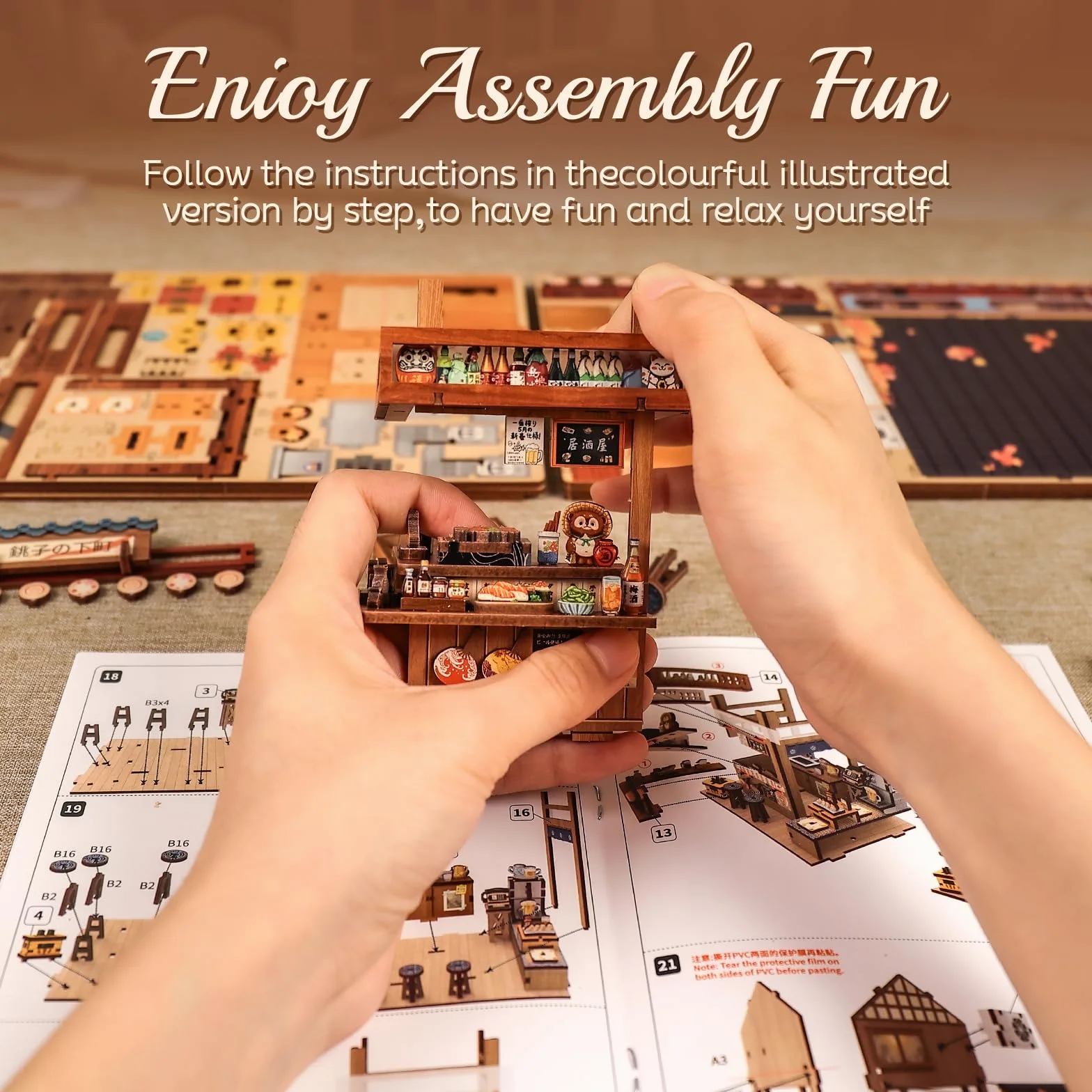 Cutefun Book Nook Kit - Kit de Mini-Maisons de poupées Japonais avec Éclairage LED - Maison de Livres en Miniature à Assembler