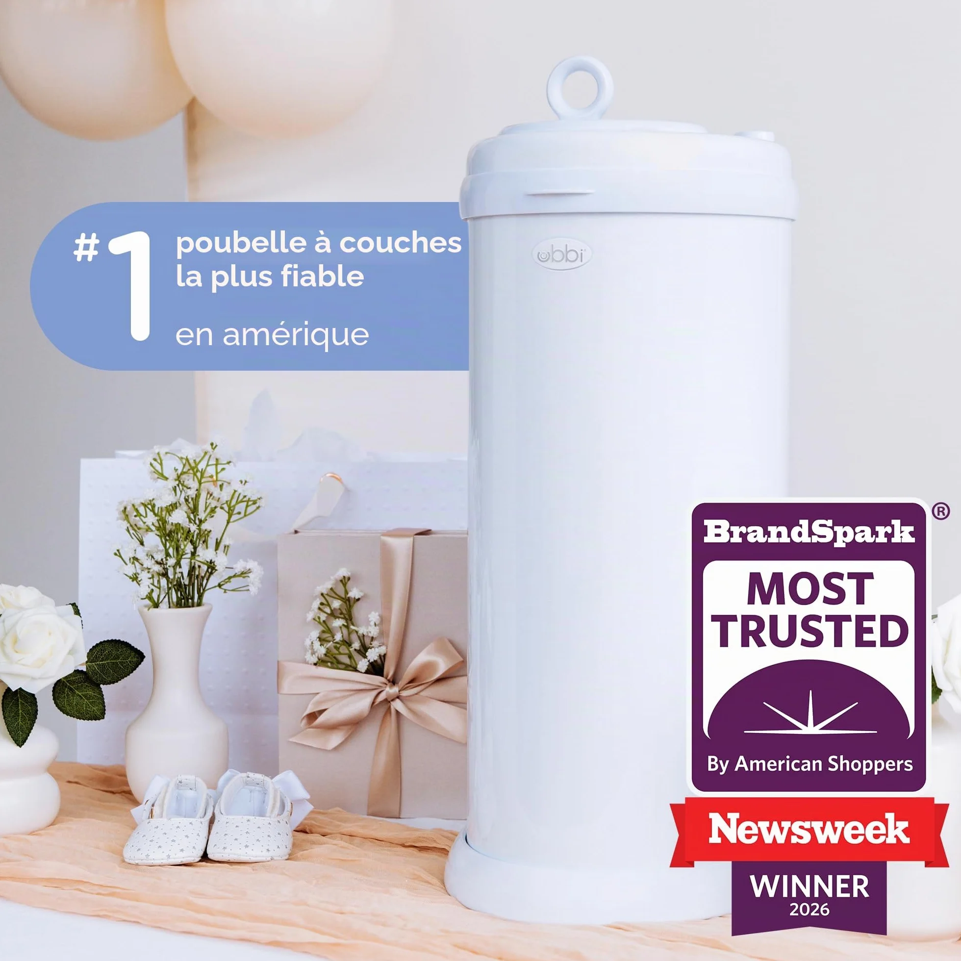 Ubbi Steel Odor Locking Nappy Disposal Bin, No Special Bag Required, Diaper Pail, Sage Green