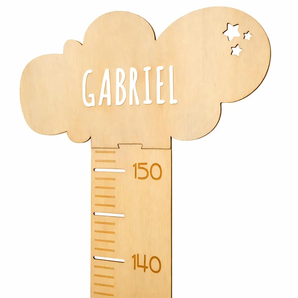 Toise murale enfant Decoration chambre bebe bois lettres autocollantes personnaliser nom Mesure taille