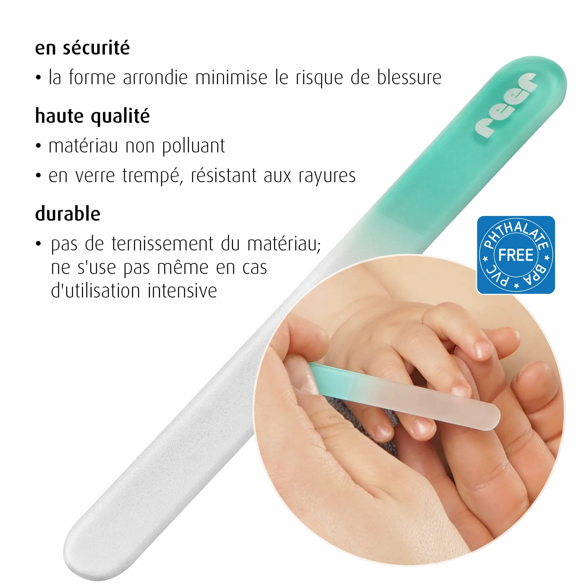 Reer PremiumCare Lime à Ongles en Verre pour Bébé Blanc