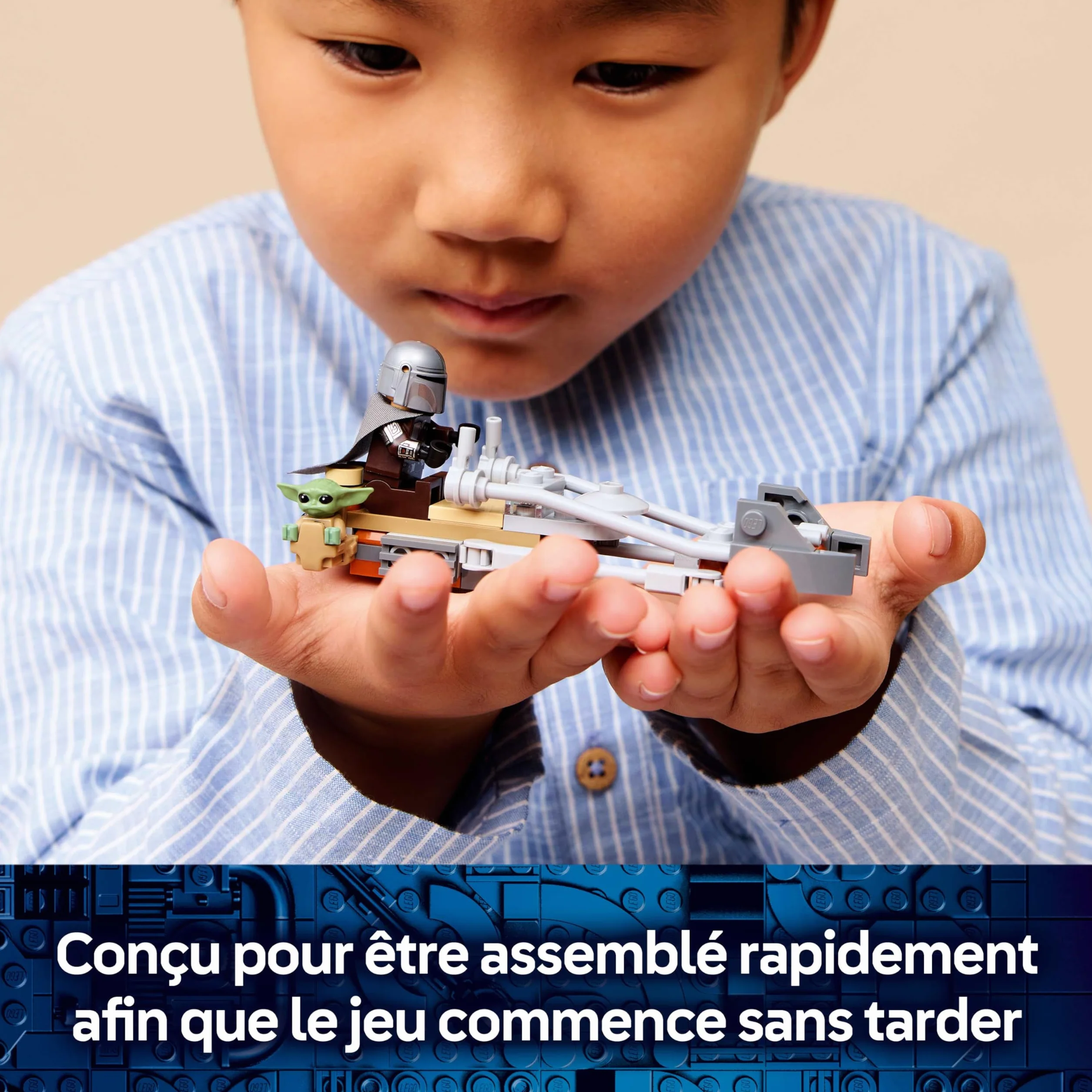 LEGO Star Wars 75436 Speeder Bike du Mandalorien et Grogu Jouet de Construction Figurine Grogu Minifigurine Din Djarin Blaster