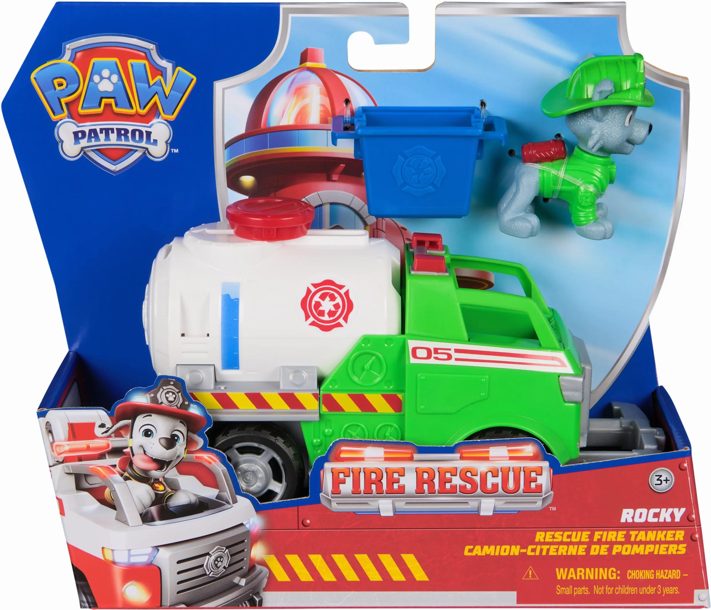 Paw Patrol Pat Patrouille Véhicule Figurine Rocky Fire Rescue Mission Pompiers Voiture Figurine Collectionner Bac Pince Jouet Enfant 3 Ans+