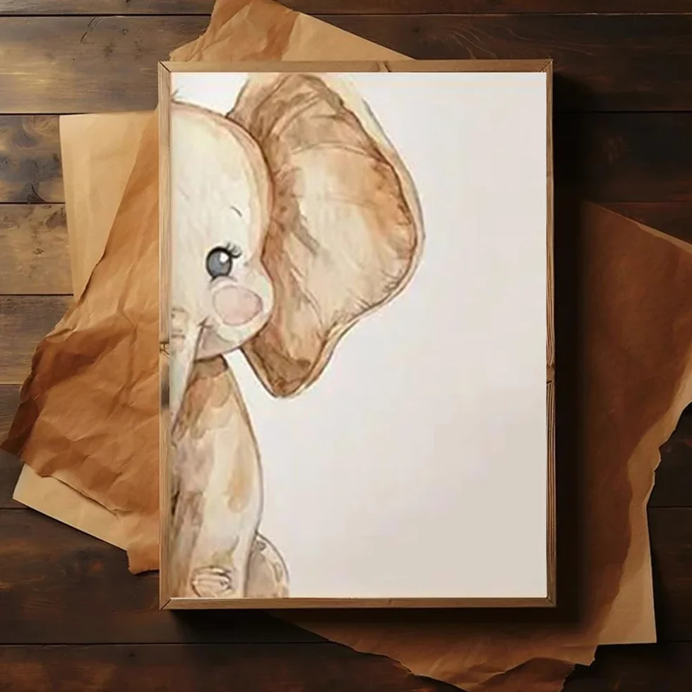 BeiYiHo Poster Enfant Animaux Bebe Ours Lion Elephant 30x40 cm Deco Chambre Bebe SANS CADRE