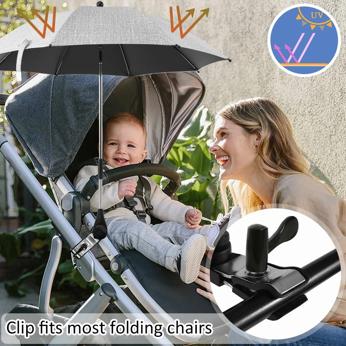 Ombrelle Poussette Universelle Anti UV 50+ Parasol Bébé avec Pince Flexible Bras Réglable