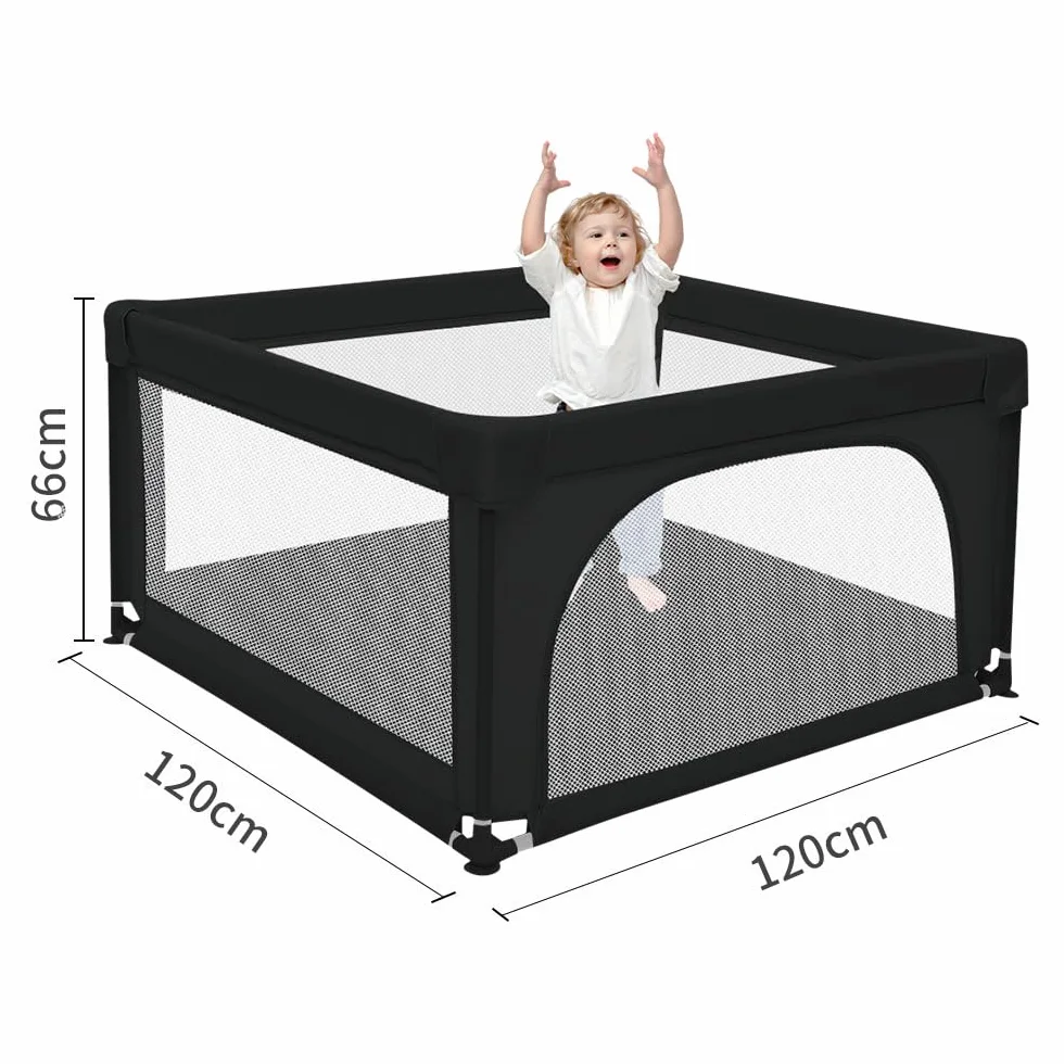 Parc Enfant Modulable Antidérapante 120x120x66 cm Noir